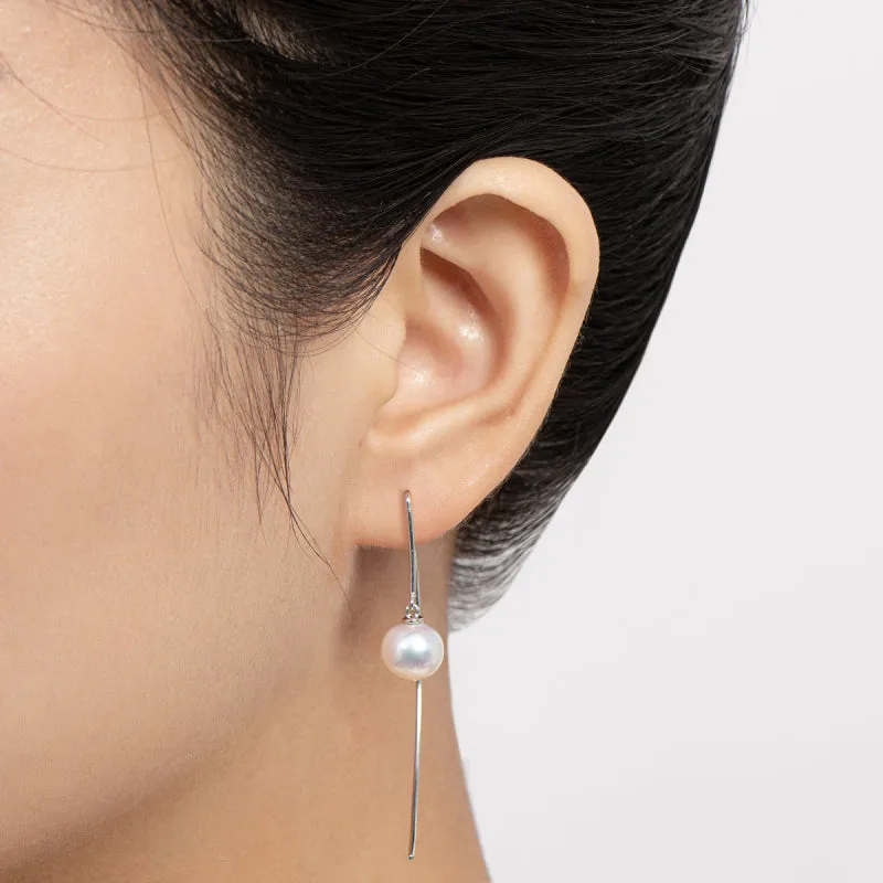 925 Sterling Silver Pearl Geometric Earrings