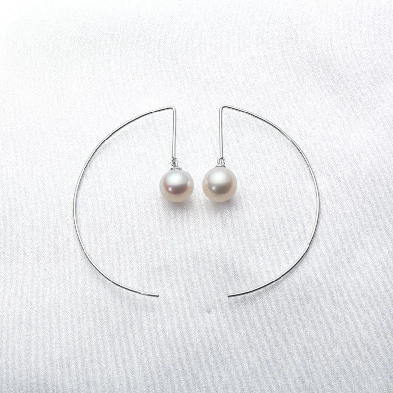 925 Sterling Silver Pearl Geometric Earrings