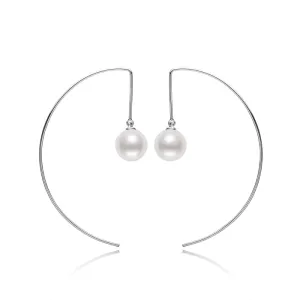 925 Sterling Silver Pearl Geometric Earrings