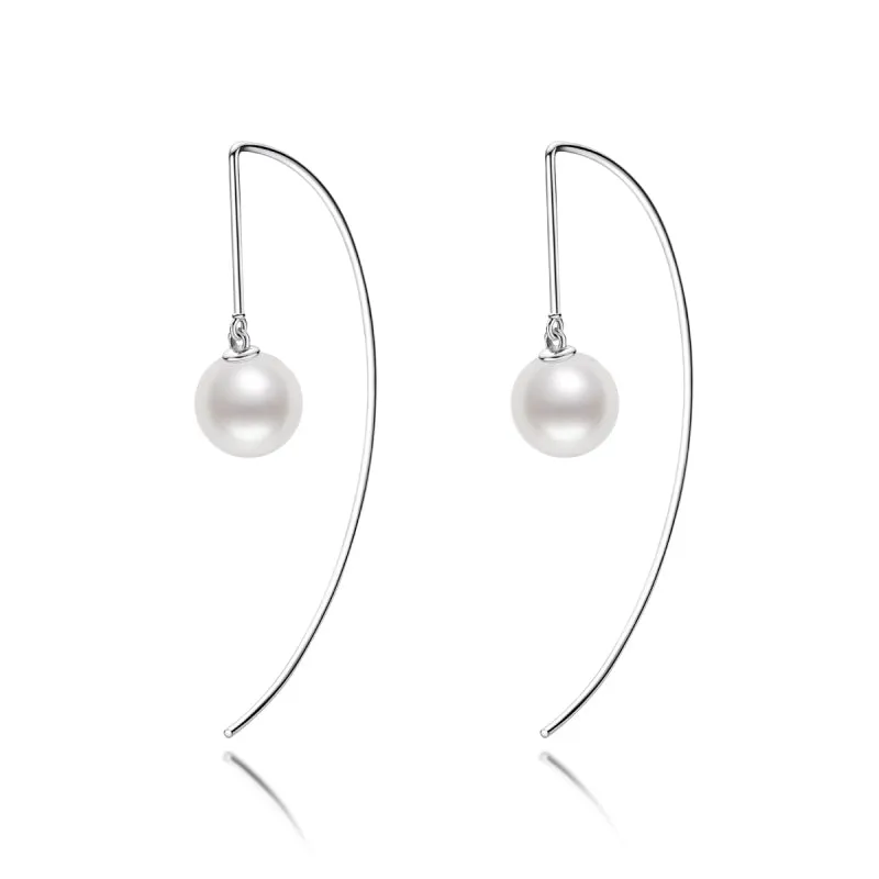 925 Sterling Silver Pearl Geometric Earrings