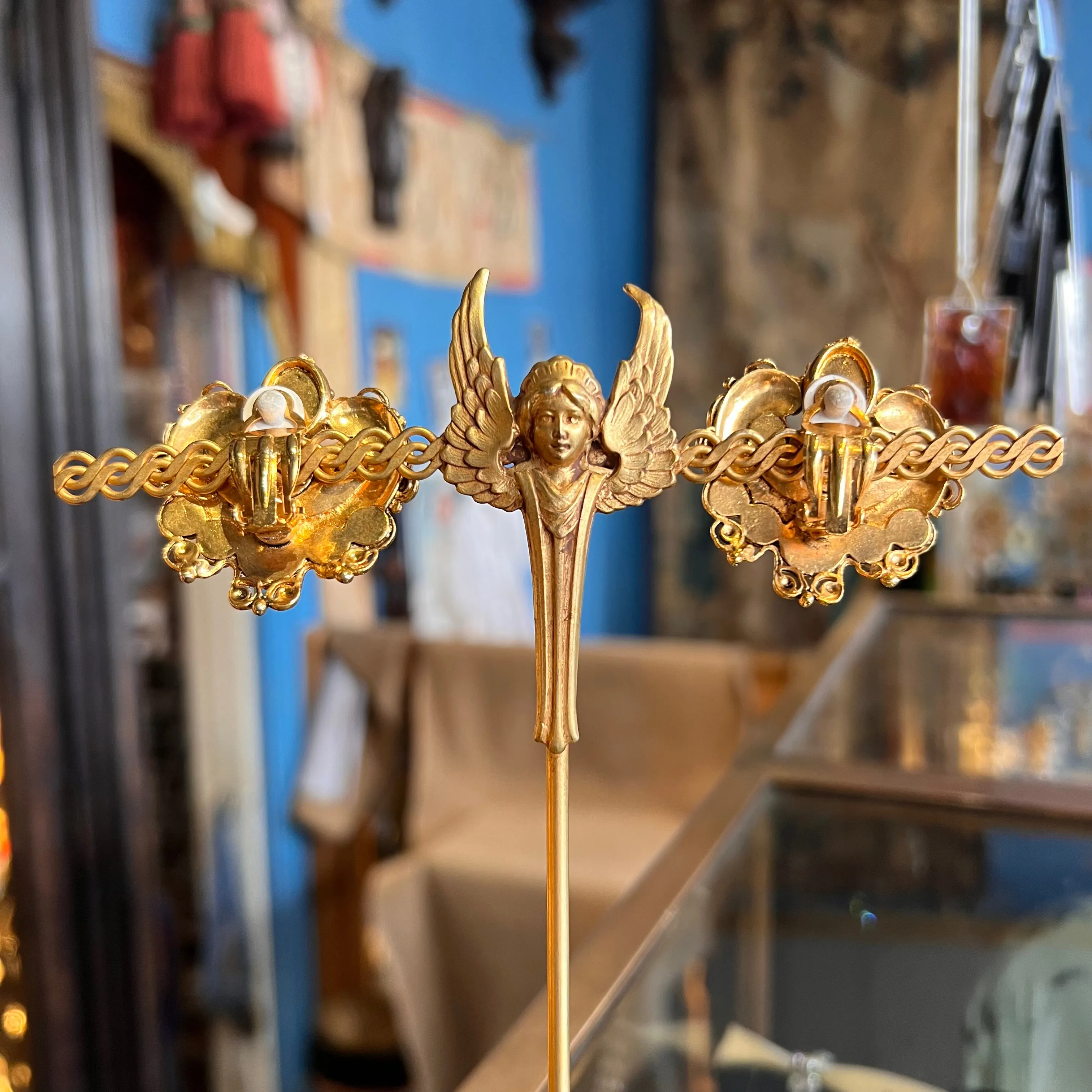 Abbey Road Gold, Pearl and Crystal Statement Clip On Earrings