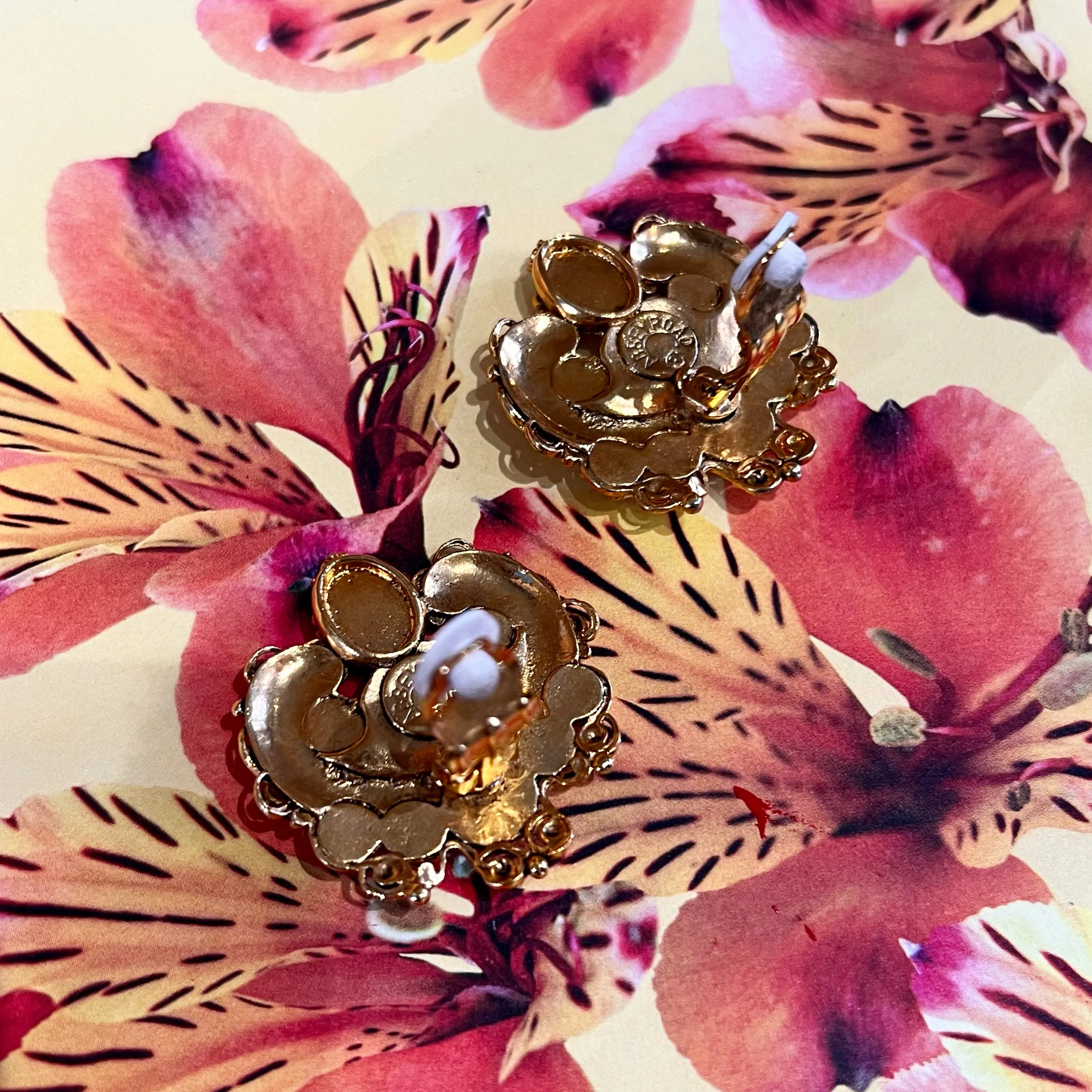 Abbey Road Gold, Pearl and Crystal Statement Clip On Earrings