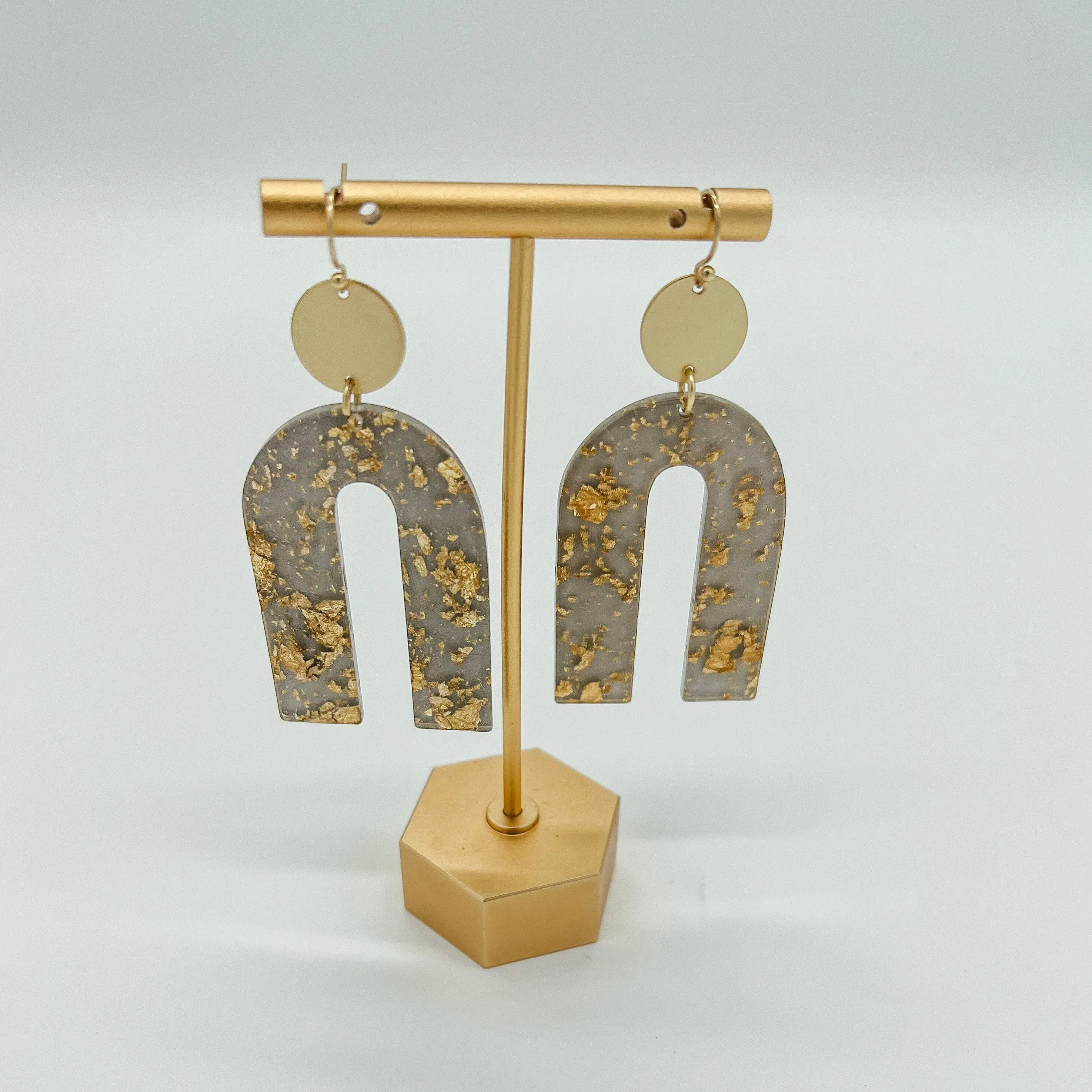 Acrylic Geo Gold Leaf Earrings