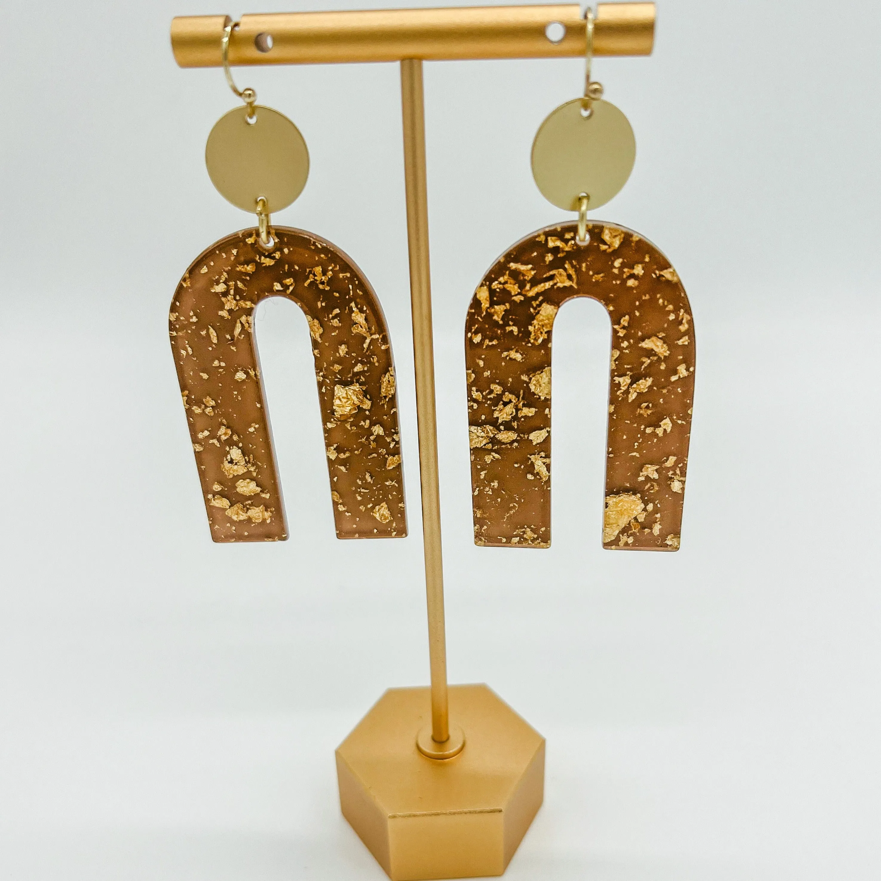 Acrylic Geo Gold Leaf Earrings