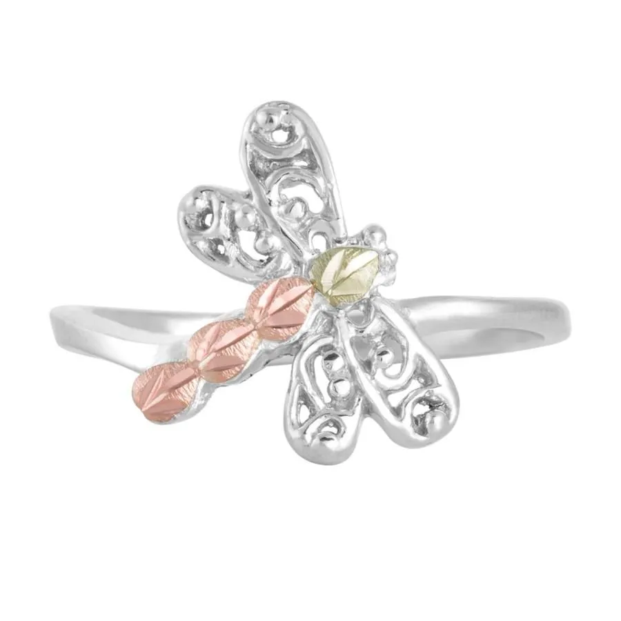 Adjustable Dragonfly - Sterling Silver Black Hills Gold Ring