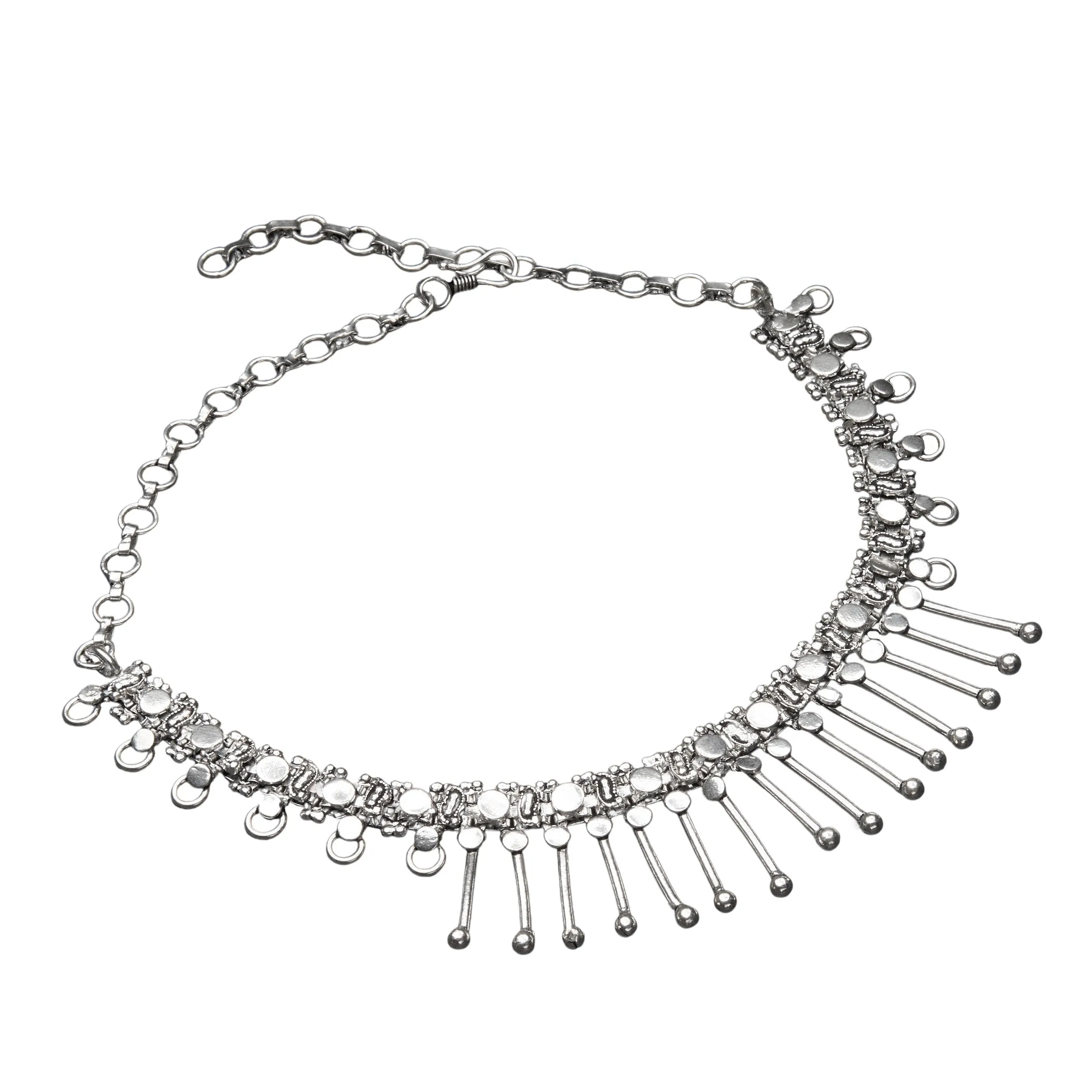 Adjustable Indian Tribal Silver Necklace