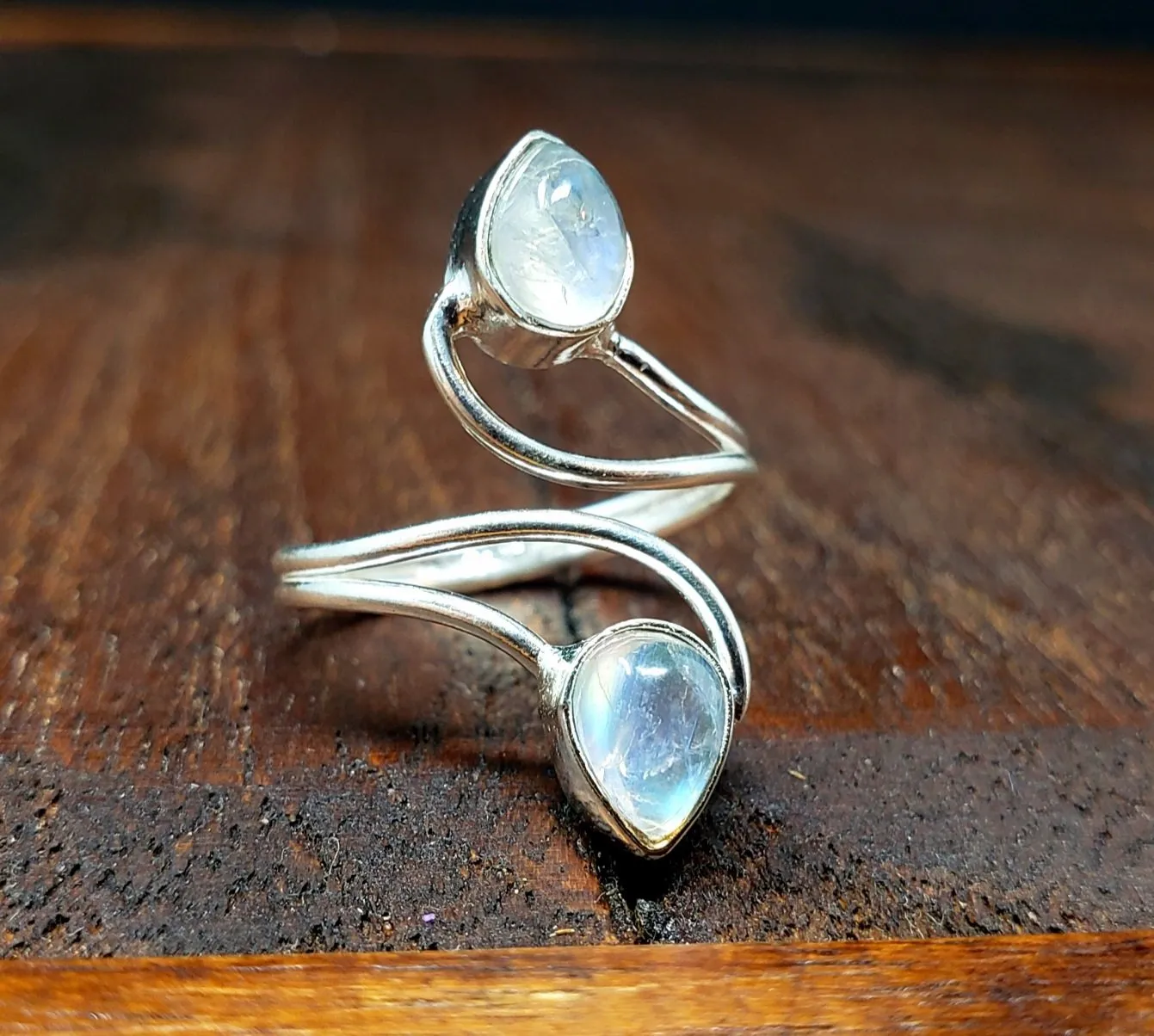 Adjustable Moonstone Vortex ring