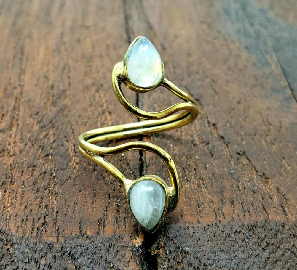 Adjustable Moonstone Vortex ring