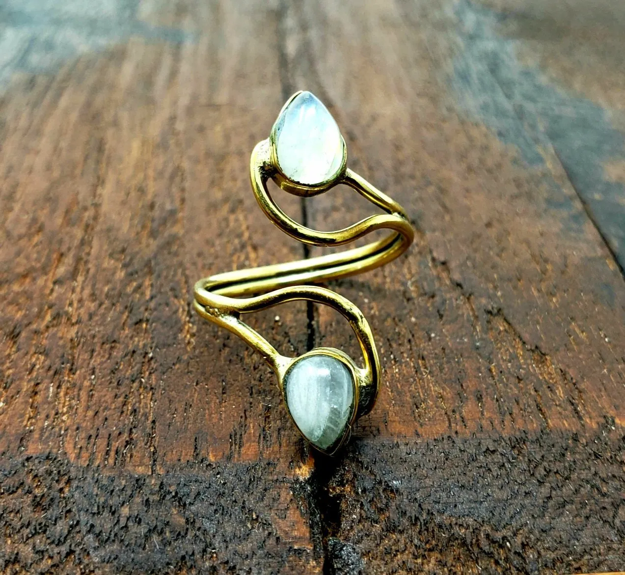 Adjustable Moonstone Vortex ring