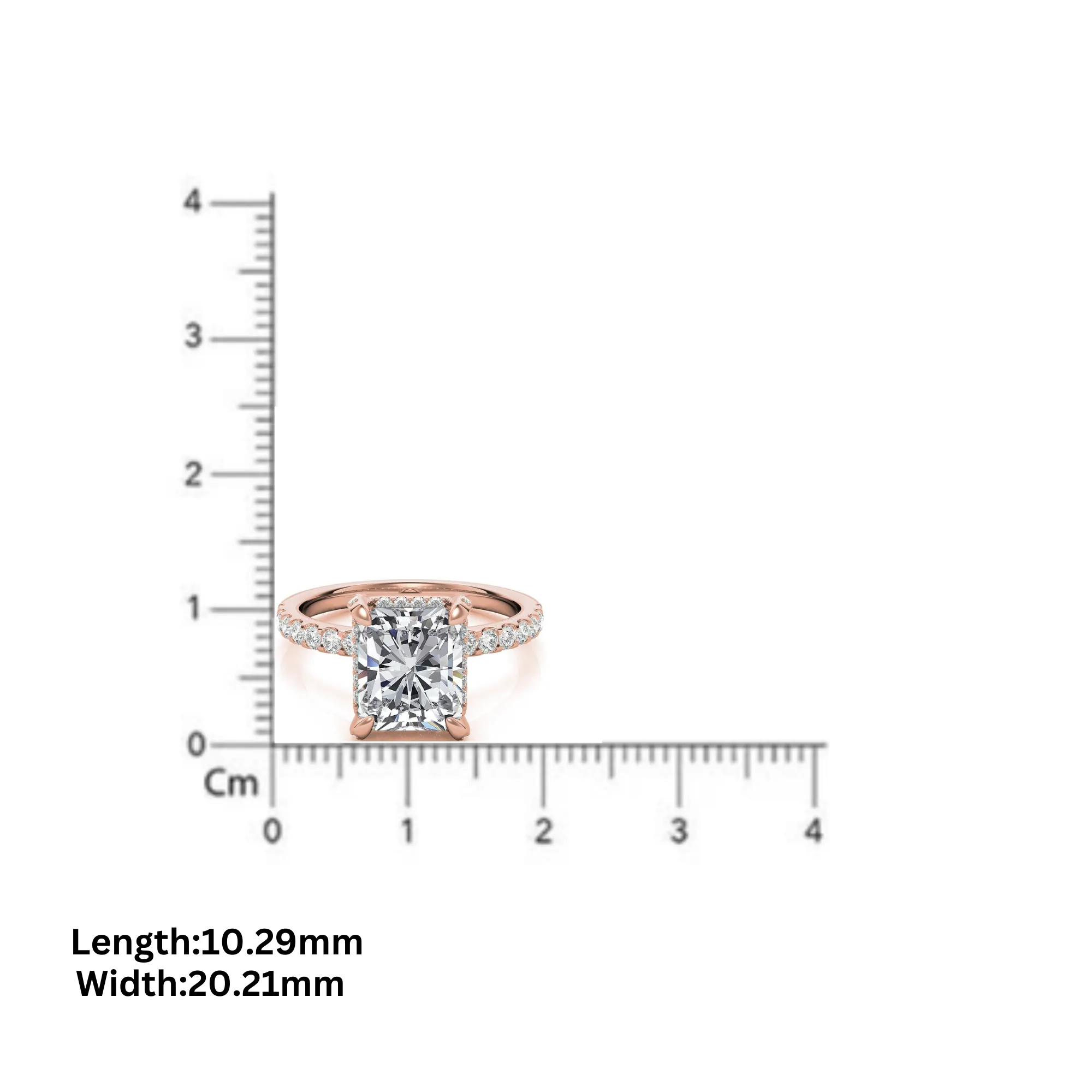 Adjustable Sterling Silver Classic White Gold Radiant-Cut Pave Engagement Ring – Perfect for Weddings