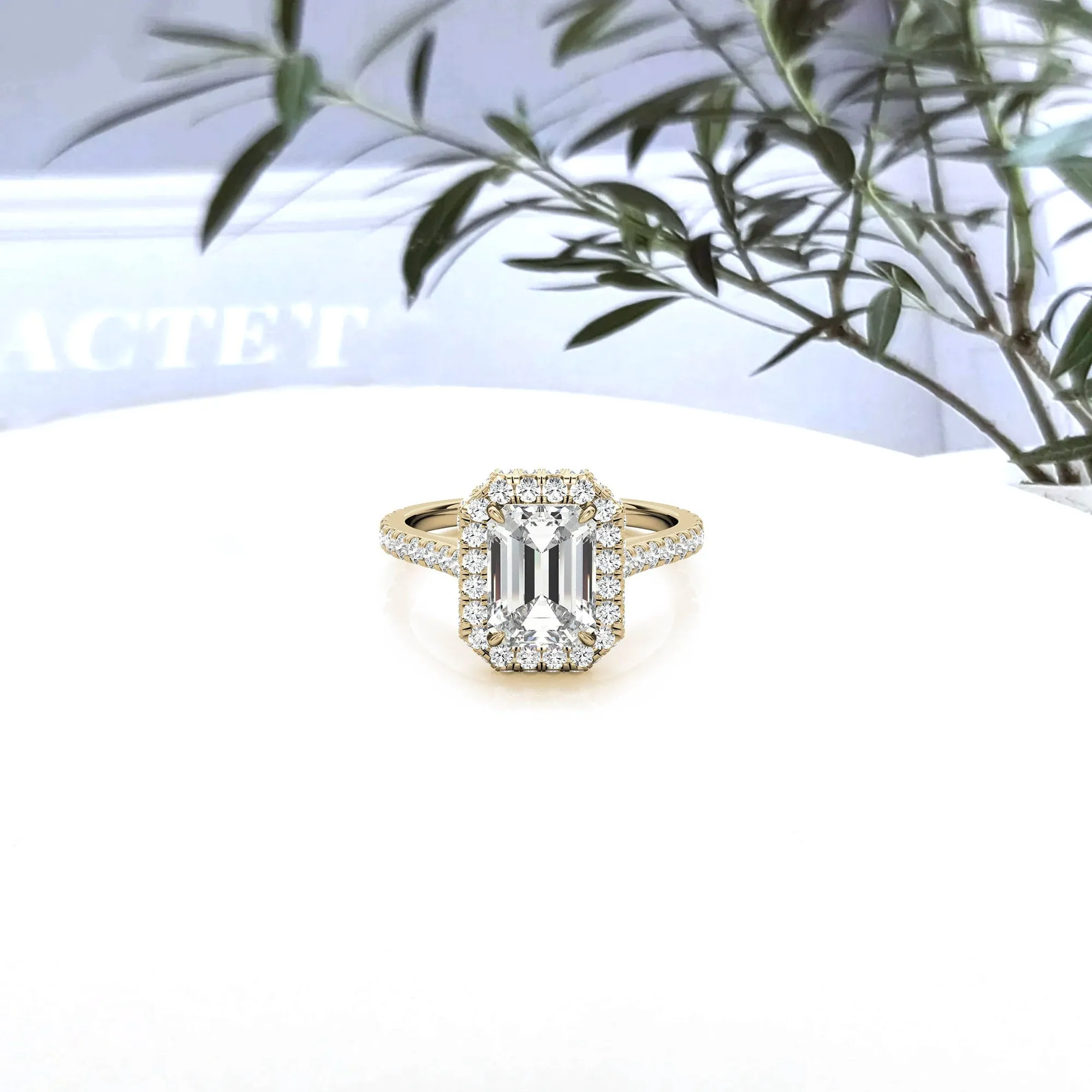 Adjustable  Sterling Silver Engagement Yellow Gold Emerald-Cut Ring For Woman