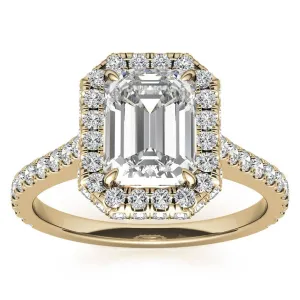 Adjustable  Sterling Silver Engagement Yellow Gold Emerald-Cut Ring For Woman