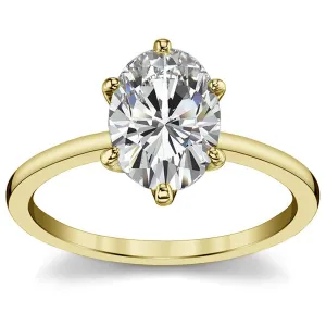 Adjustable Sterling Silver Minimalist Yellow Gold Oval Cut Zircon Solitaire Ring For Women