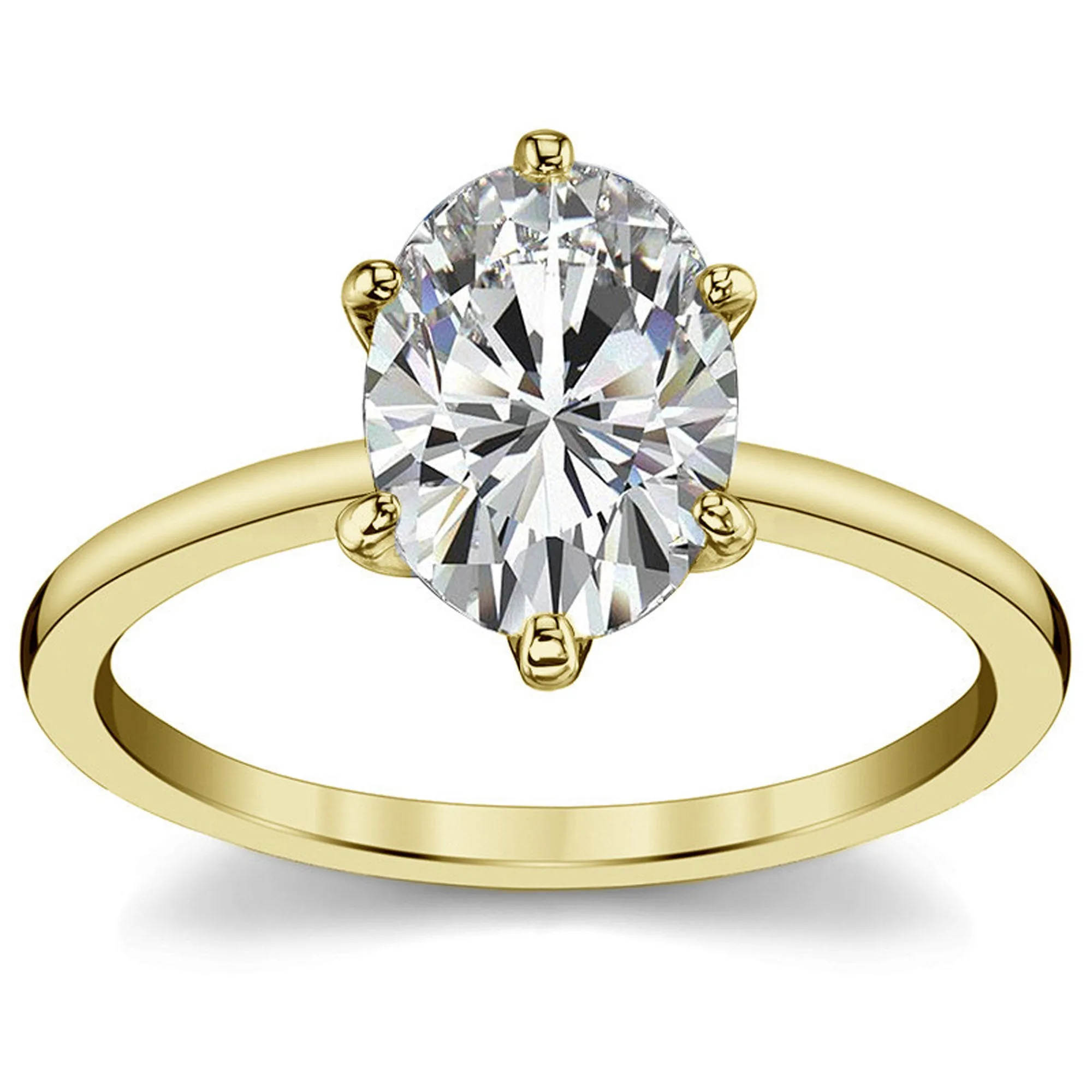 Adjustable Sterling Silver Minimalist Yellow Gold Oval Cut Zircon Solitaire Ring For Women