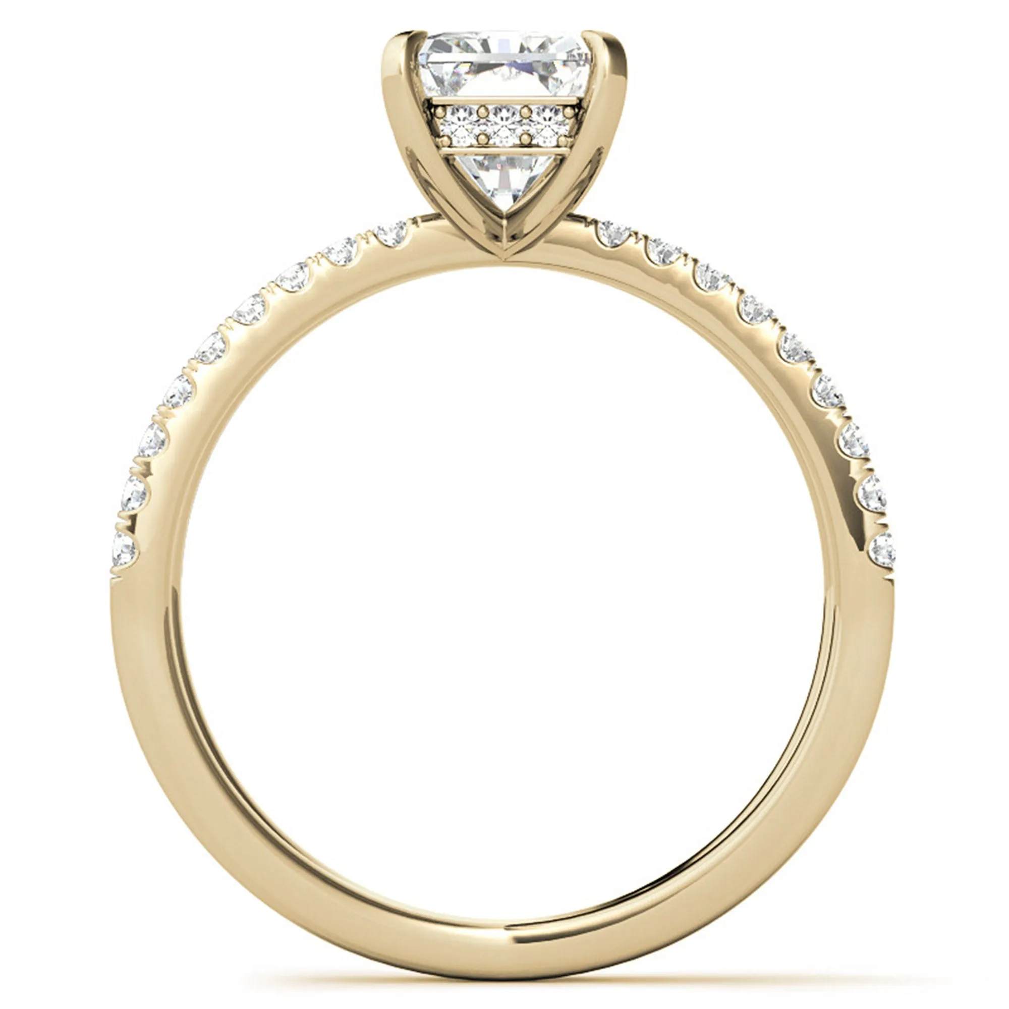 Adjustable Sterling Silver Radiant-Cut Yellow Gold Split Shank Solitaire Ring – Perfect for Engagements