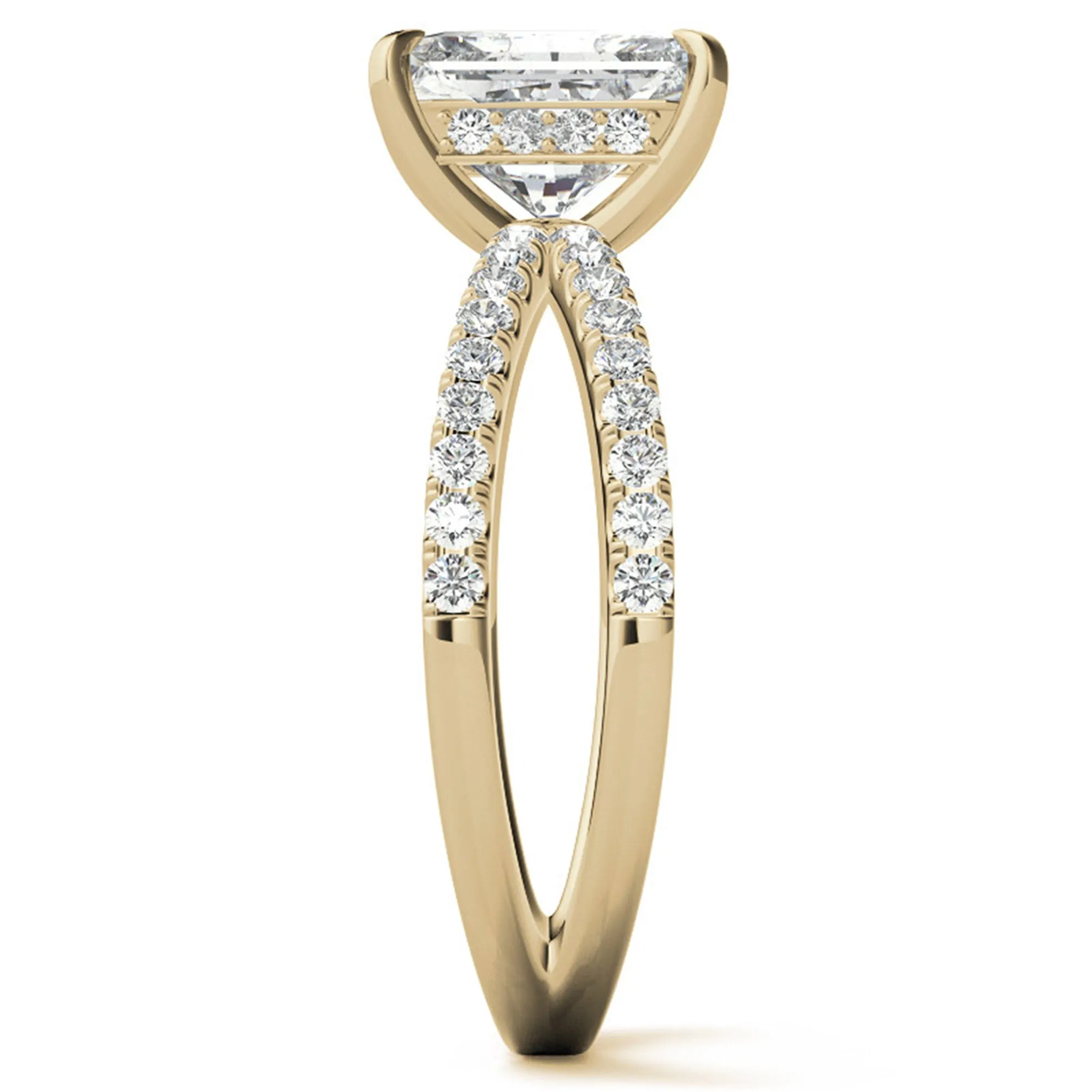 Adjustable Sterling Silver Radiant-Cut Yellow Gold Split Shank Solitaire Ring – Perfect for Engagements