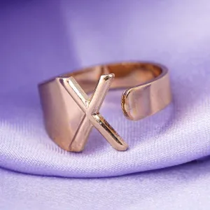 Alphabet X Gold Band Ring
