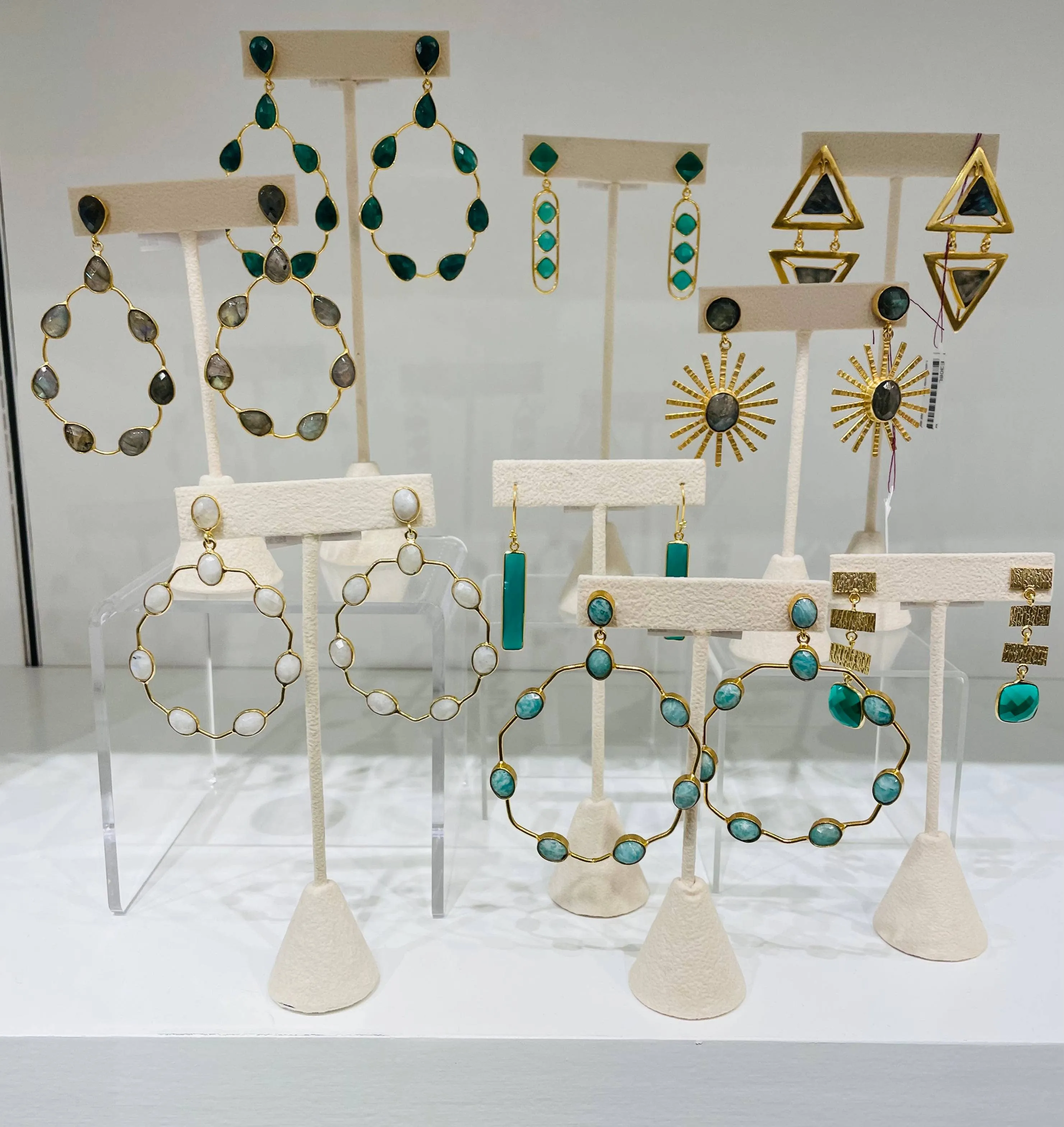 Amazonite Large Open Statement Hoops: Amazonite