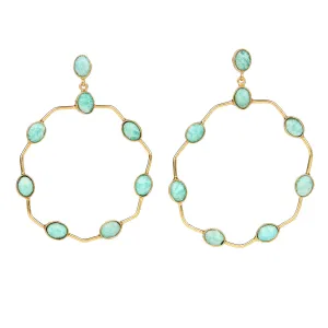 Amazonite Large Open Statement Hoops: Amazonite