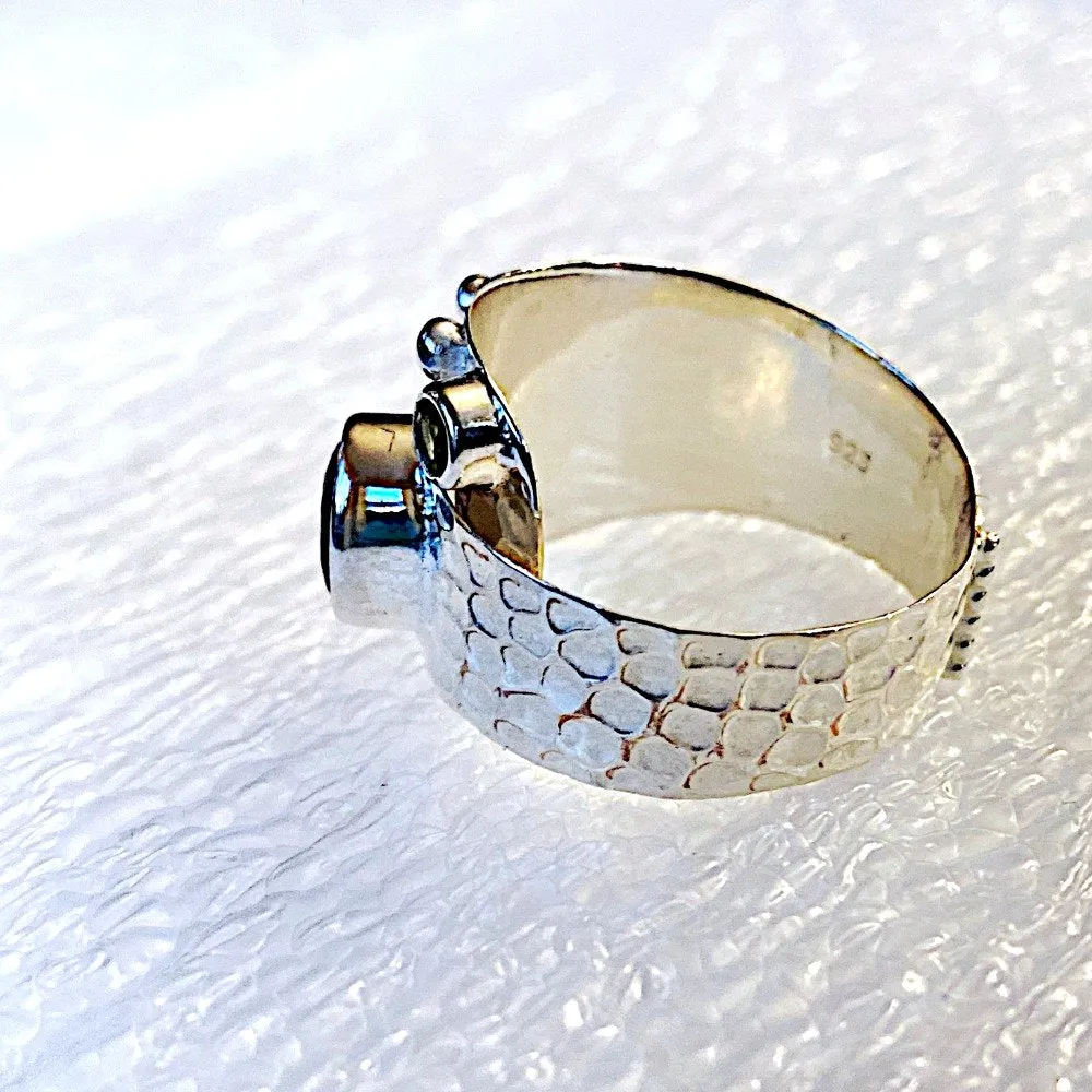 Amethyst and Sterling Silver Adjustable Ring