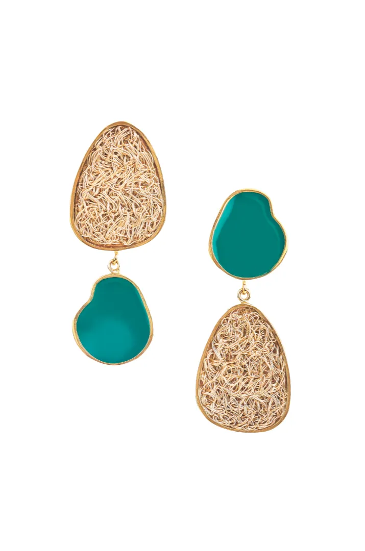 Ancestral Green/Gold Drop Statement Earrings