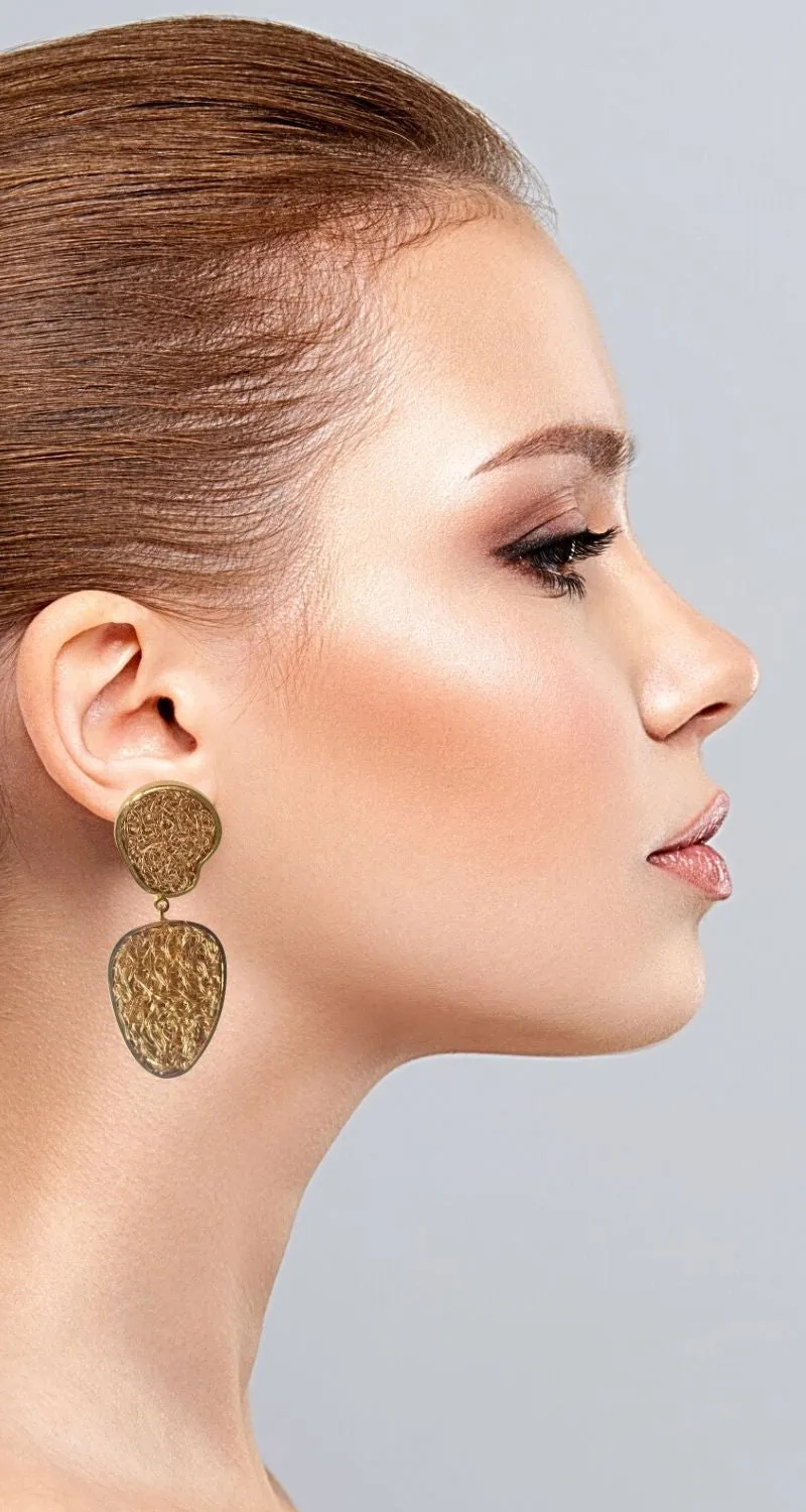 Ancestral Green/Gold Drop Statement Earrings