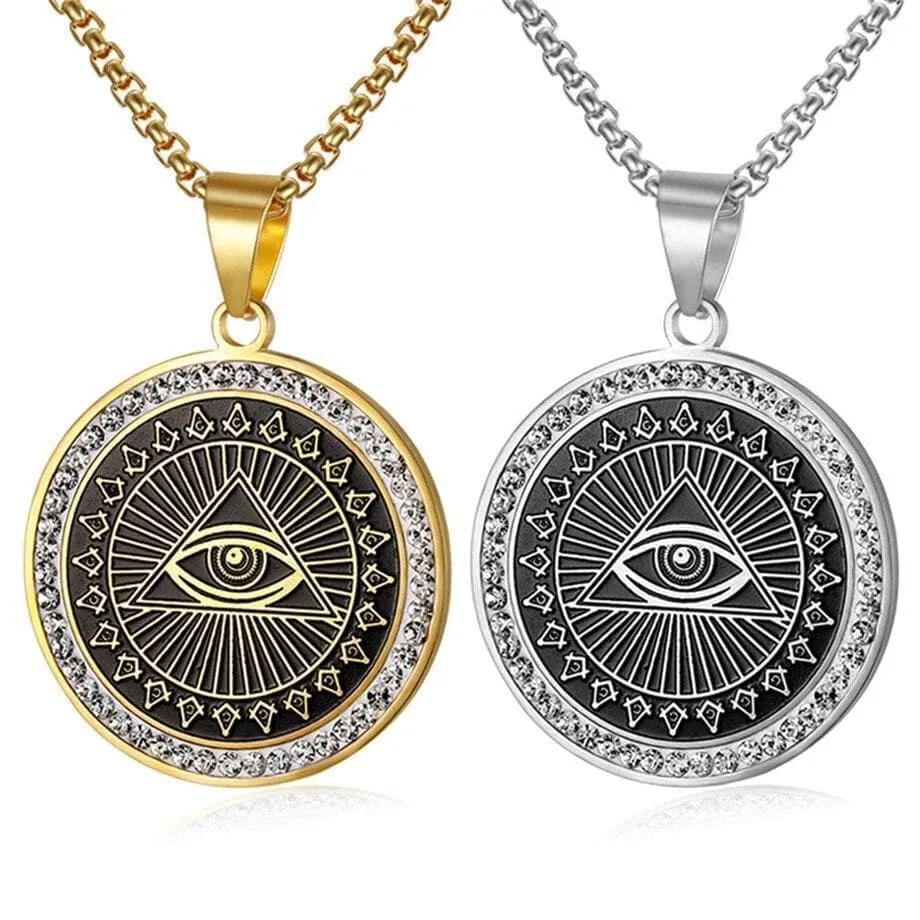 Ancient Egypt Eye of Providence Stainless Steel Necklace