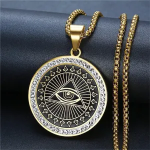 Ancient Egypt Eye of Providence Stainless Steel Necklace