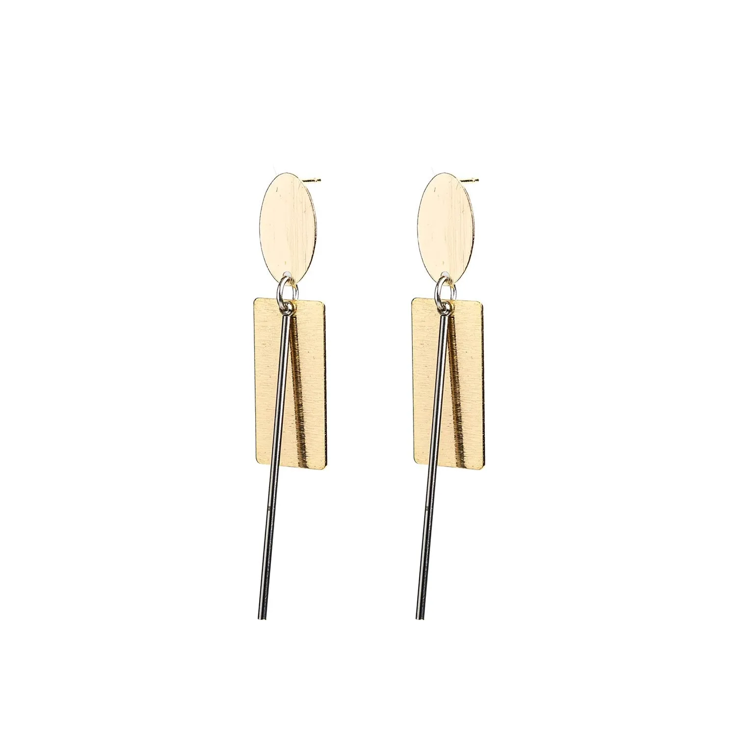 Angela D’Arcy Double Geometric Earrings, Silver & Gold