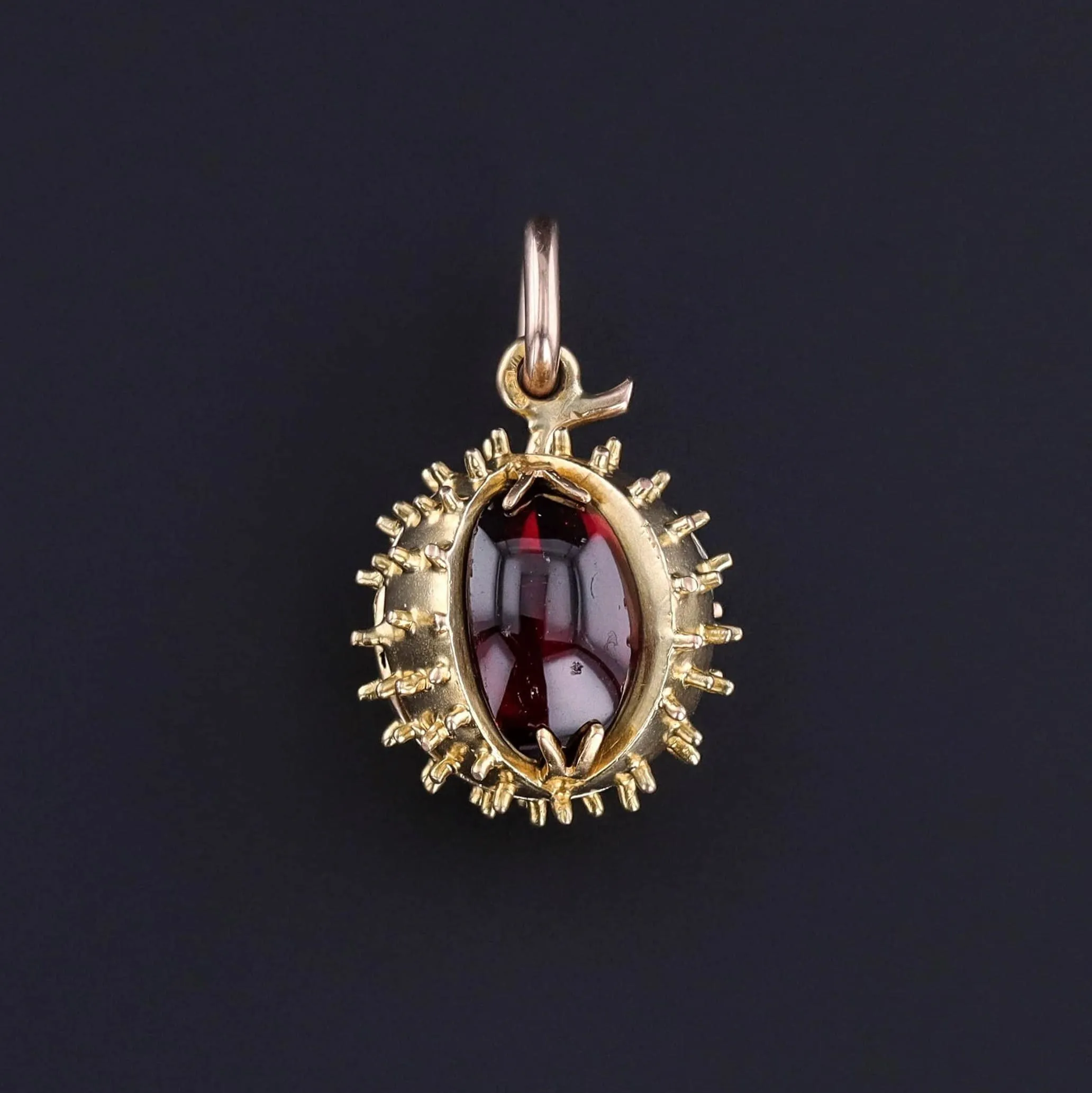 Antique Garnet Chestnut Locket of 14k Gold
