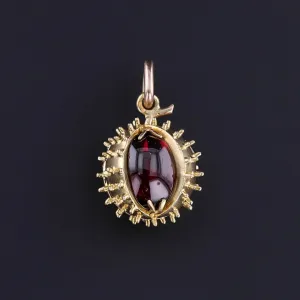 Antique Garnet Chestnut Locket of 14k Gold