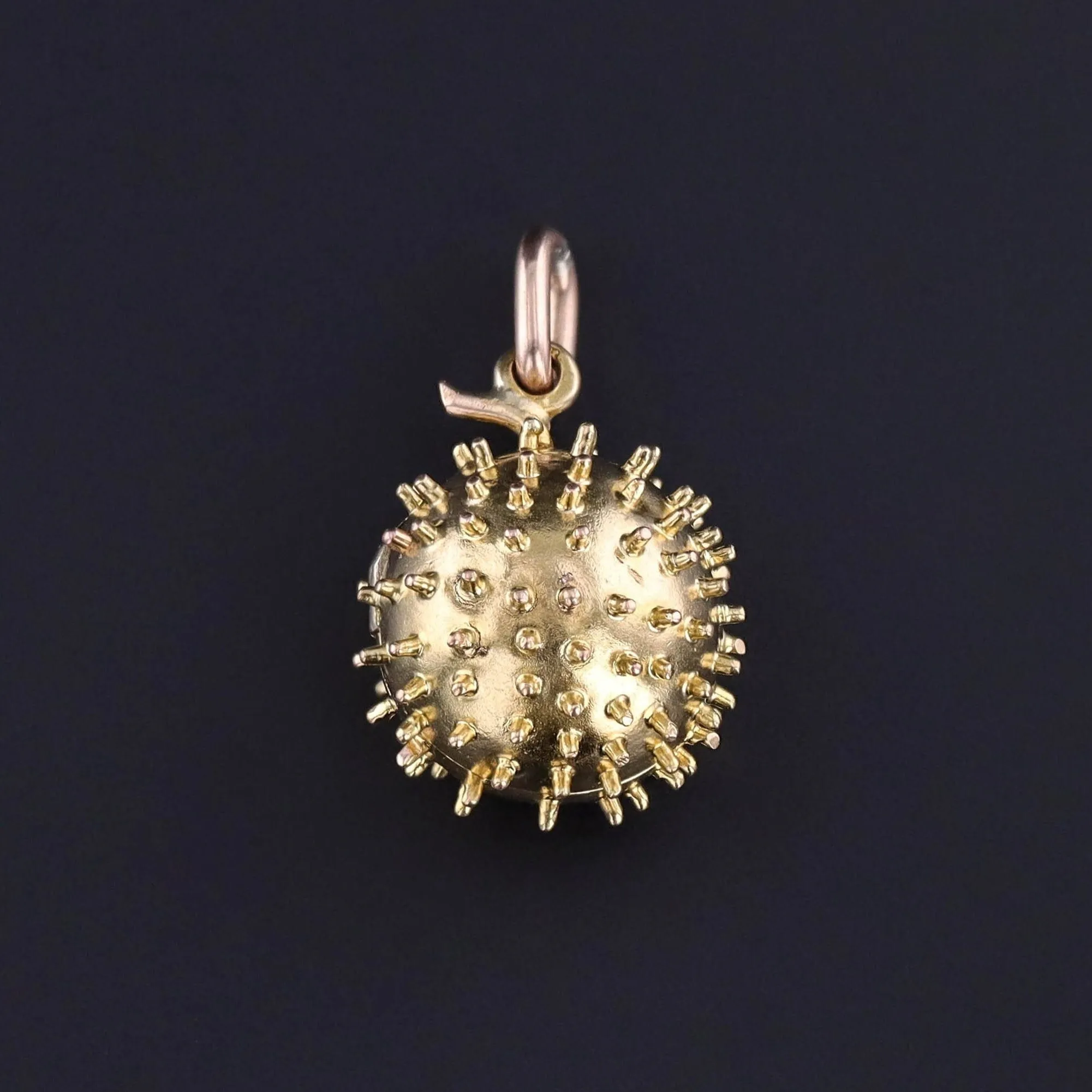 Antique Garnet Chestnut Locket of 14k Gold