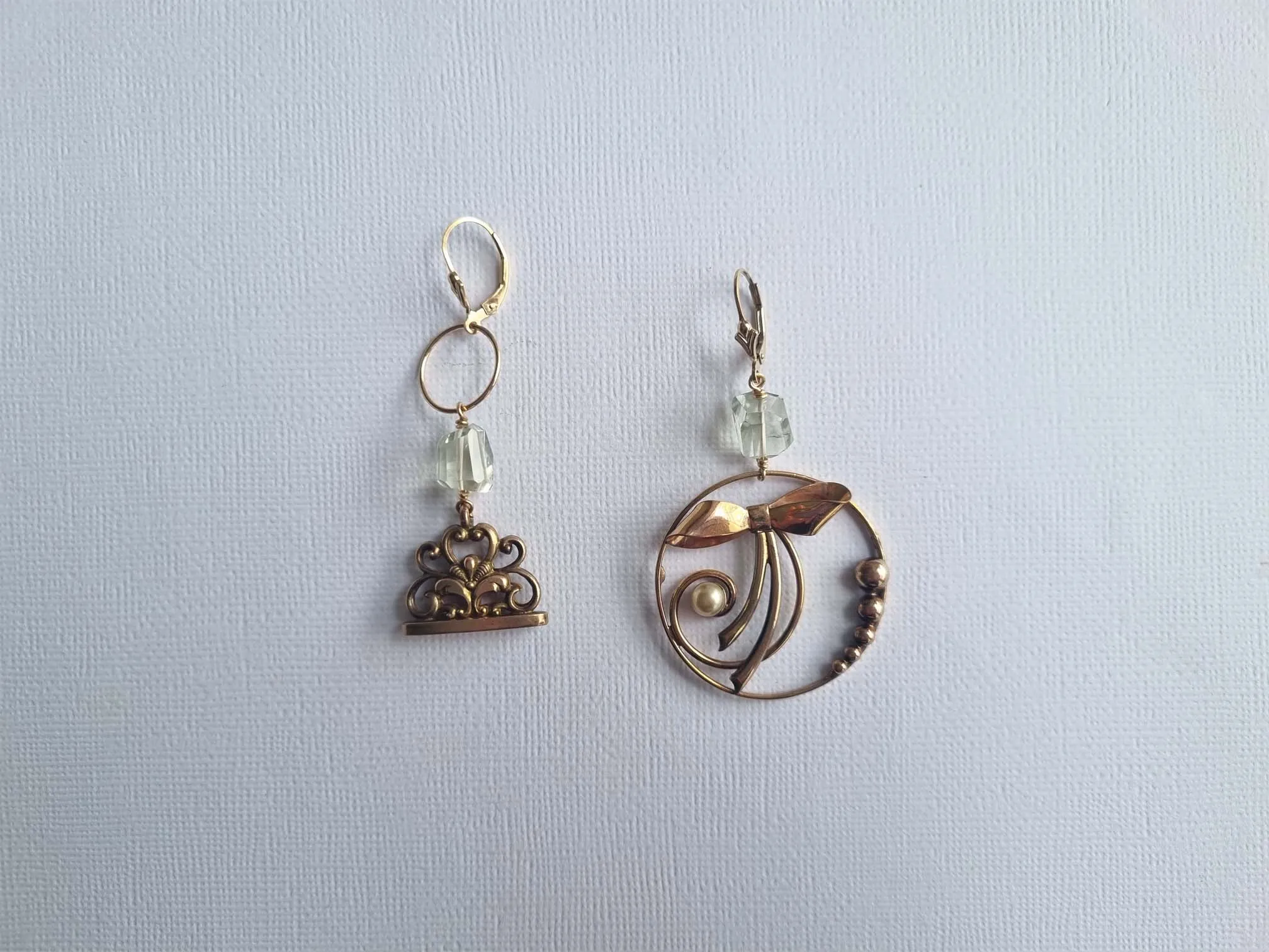 antique treasures | Antique bow and watch fob green amethyst earrings