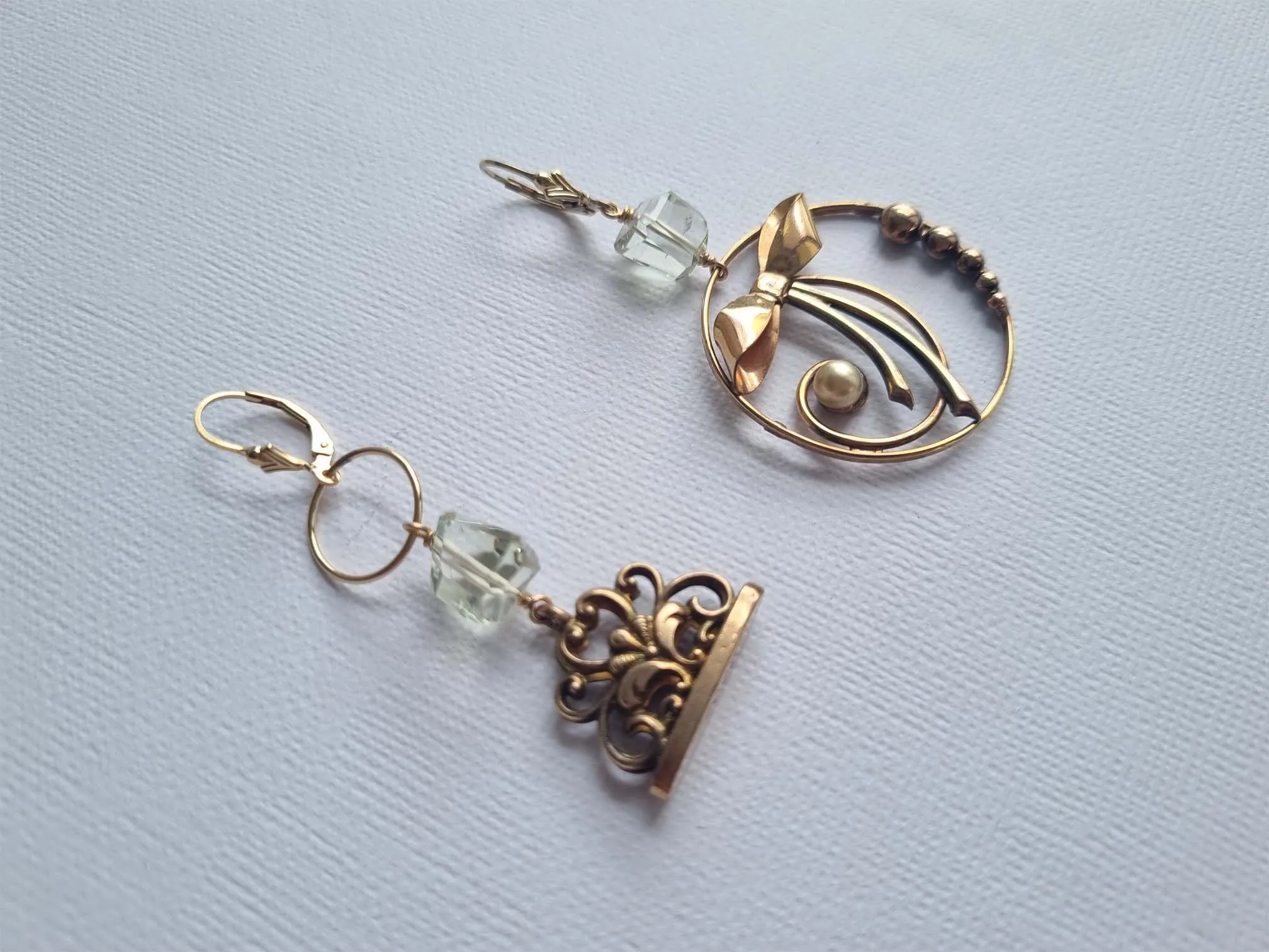 antique treasures | Antique bow and watch fob green amethyst earrings