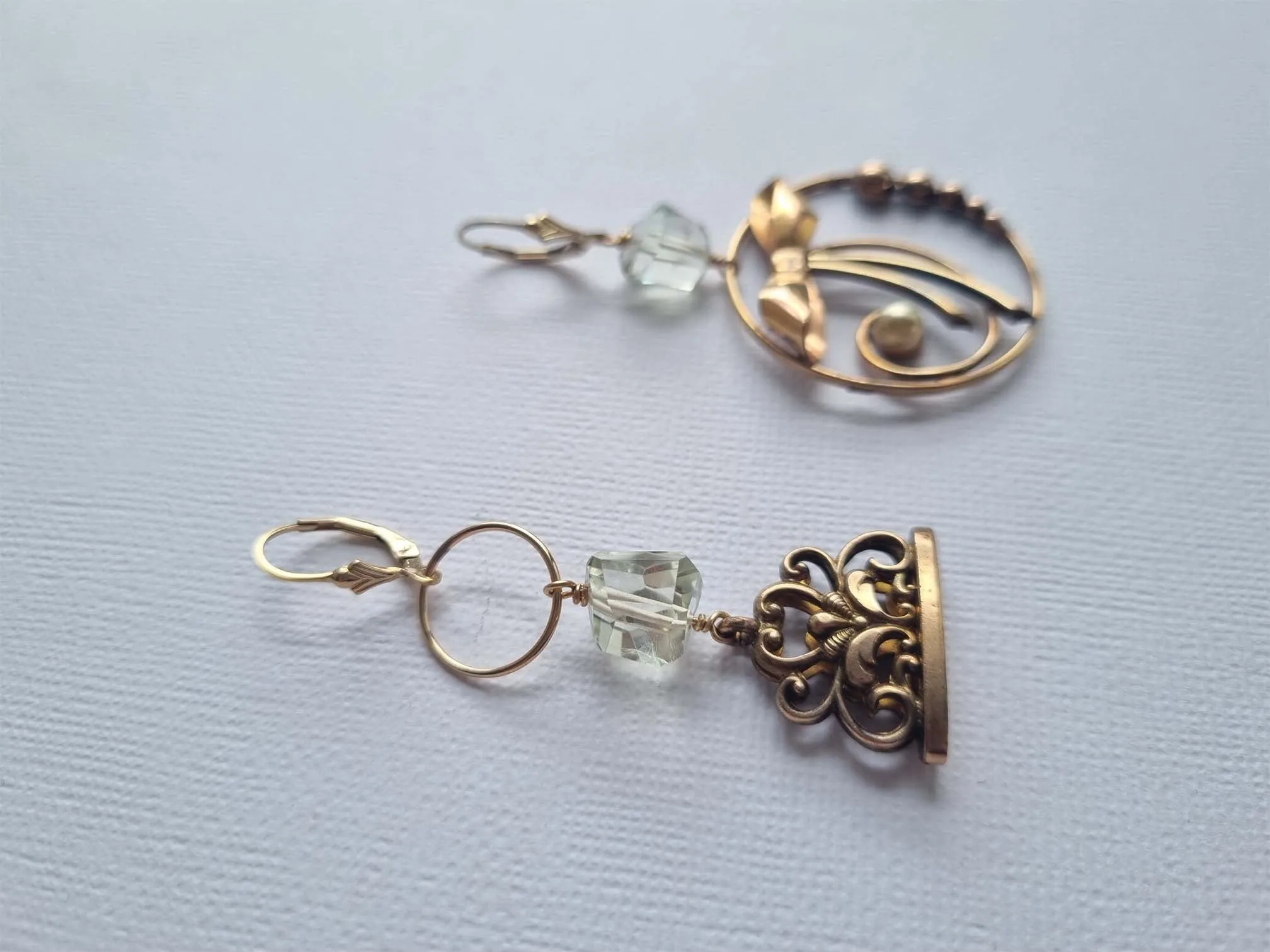antique treasures | Antique bow and watch fob green amethyst earrings