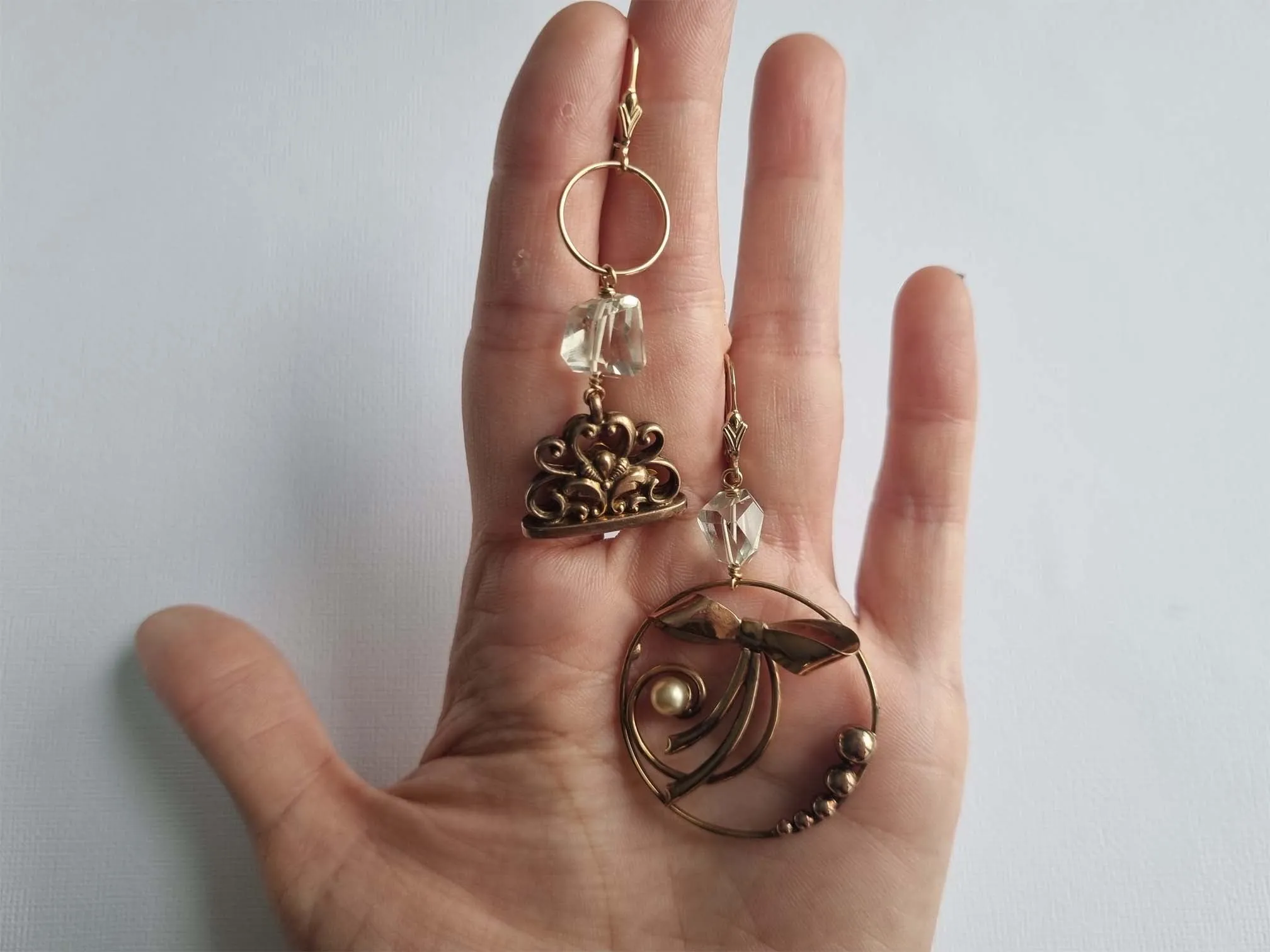 antique treasures | Antique bow and watch fob green amethyst earrings