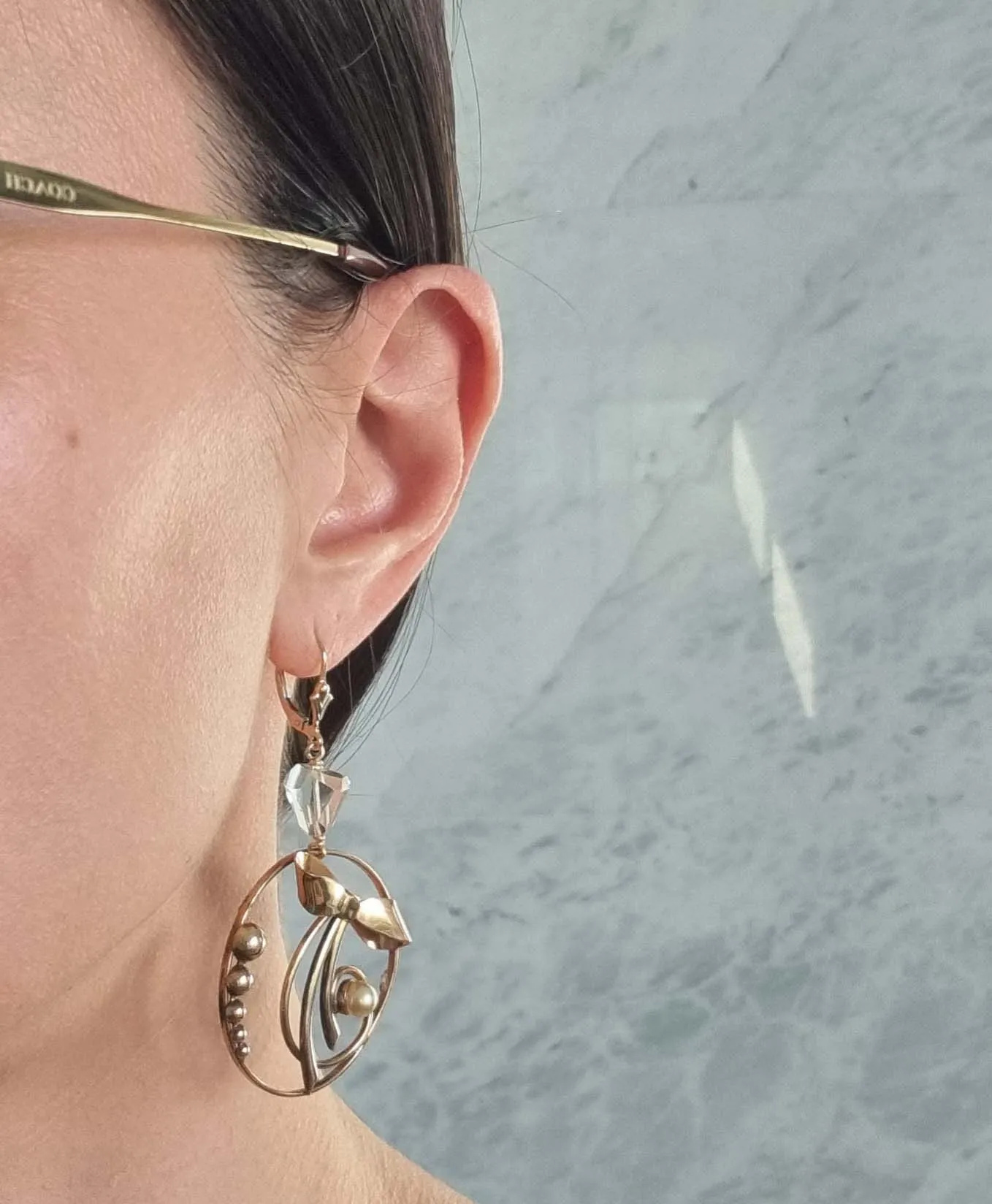 antique treasures | Antique bow and watch fob green amethyst earrings