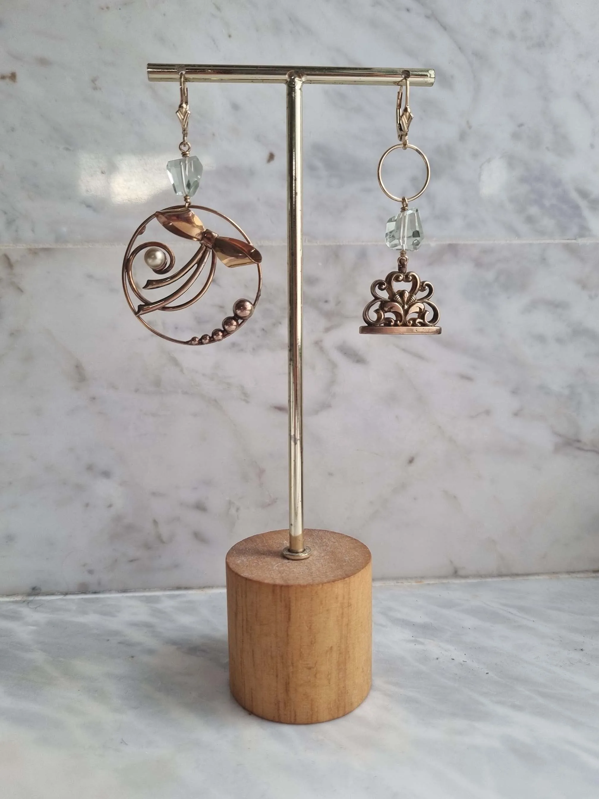 antique treasures | Antique bow and watch fob green amethyst earrings