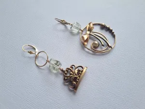 antique treasures | Antique bow and watch fob green amethyst earrings
