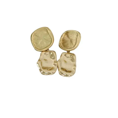 AOMU 2021 Fashion Geometric Irregular Disc Folds Gold Silver Color Metal Stud Earrings for Women Gift Party Jewelry Gift