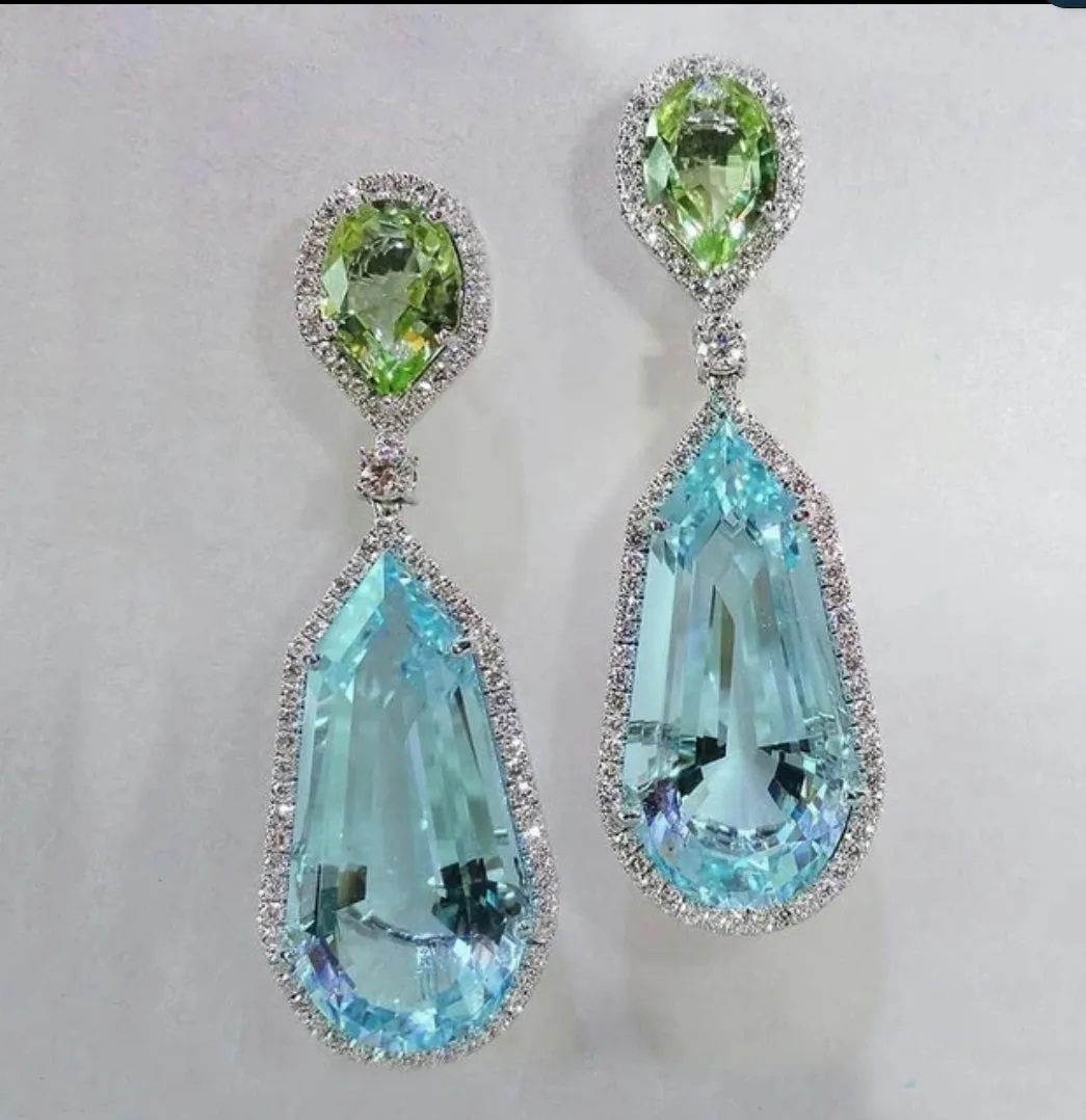 Aqua Blue Cubic Zirconia Earrings Zirconite.826E1074