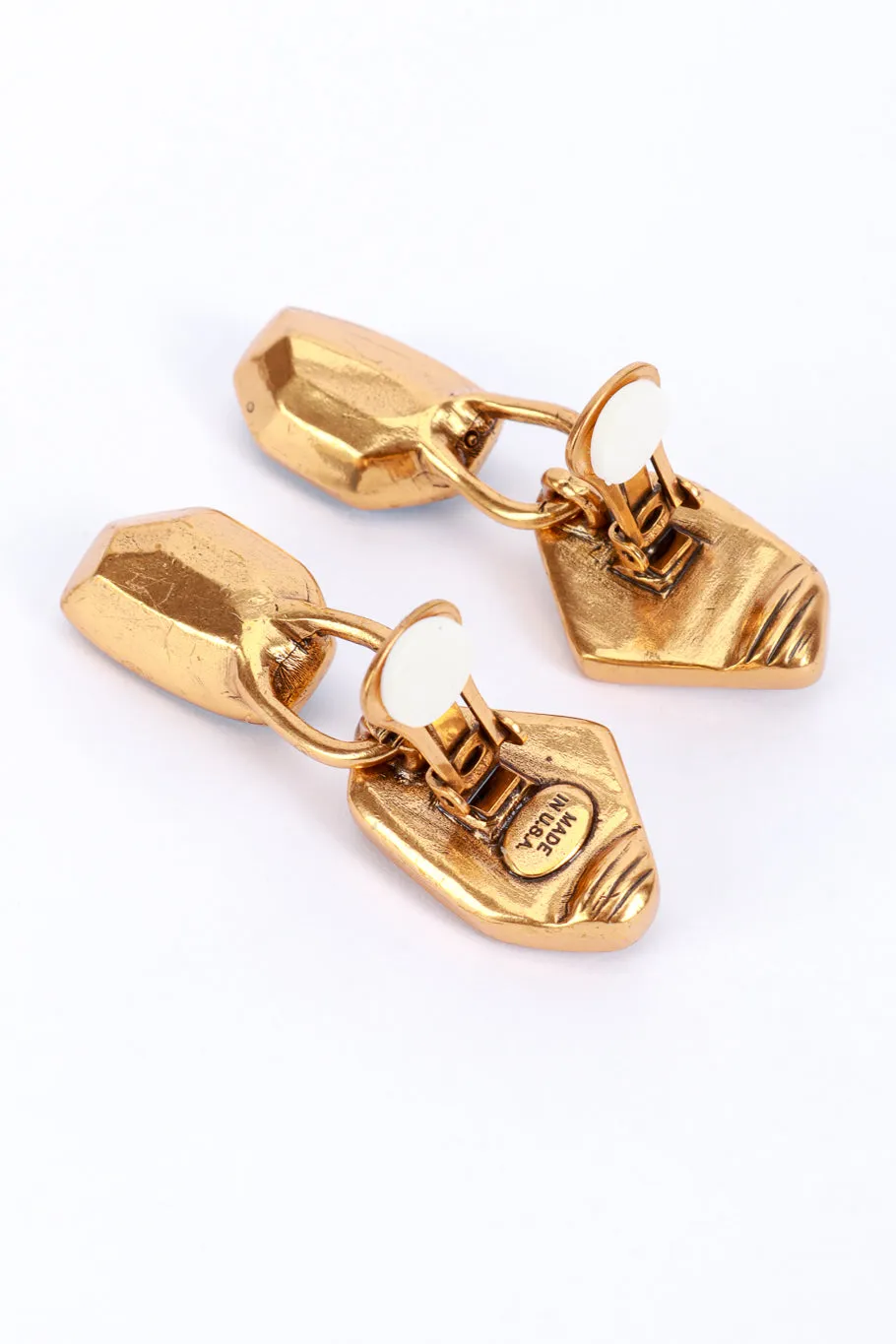 Aqua Color Block Geo Gem Drop Earrings