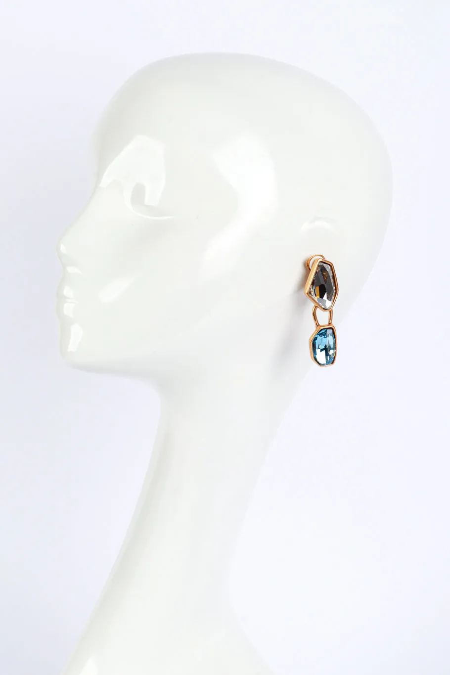 Aqua Color Block Geo Gem Drop Earrings