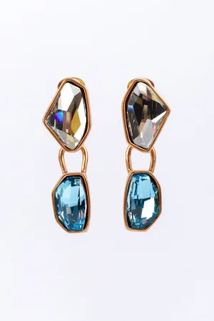 Aqua Color Block Geo Gem Drop Earrings