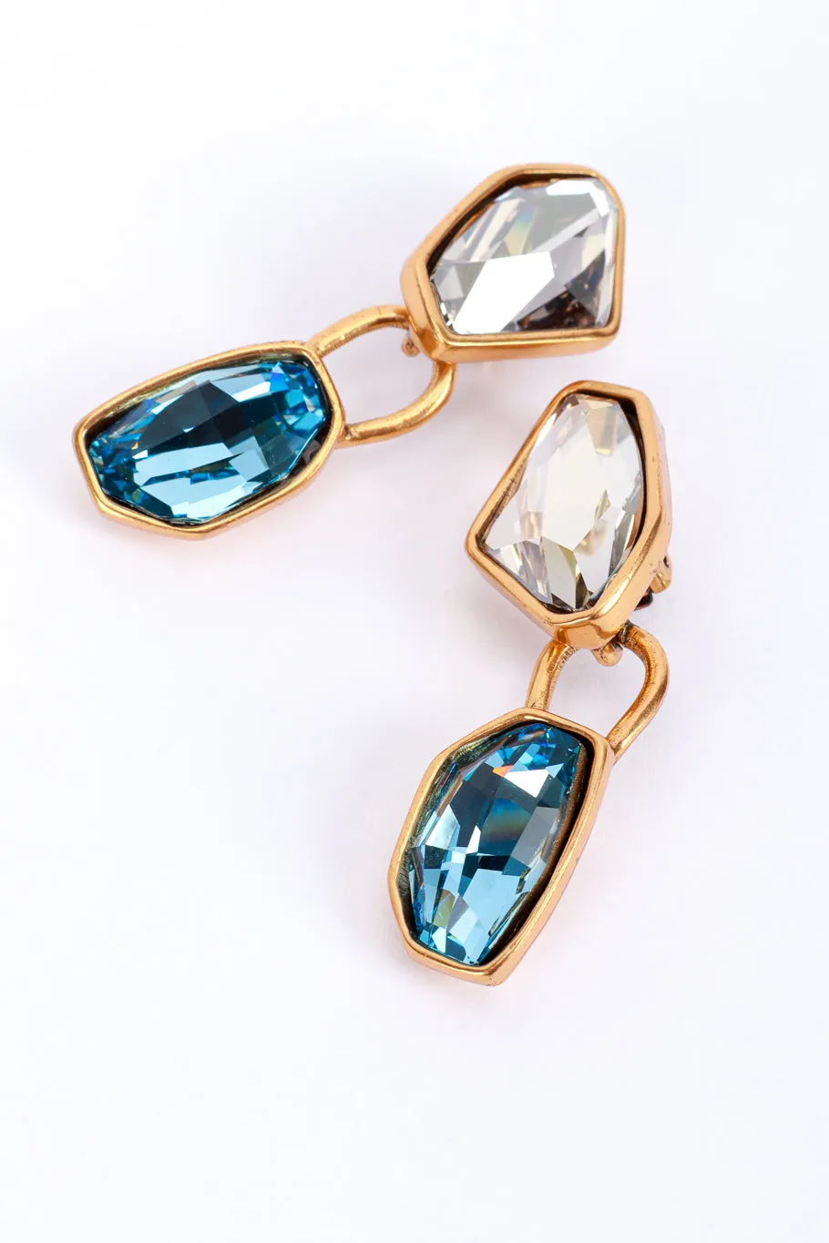 Aqua Color Block Geo Gem Drop Earrings