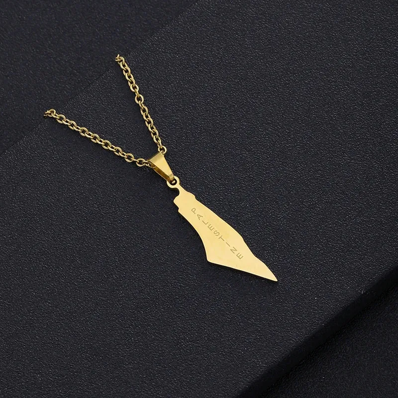 Arabic Palestine Map Pendant Necklaces Stainless Steel Gold Silver Color Middle East Men Women Ethnic Jewelry Gift