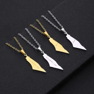 Arabic Palestine Map Pendant Necklaces Stainless Steel Gold Silver Color Middle East Men Women Ethnic Jewelry Gift