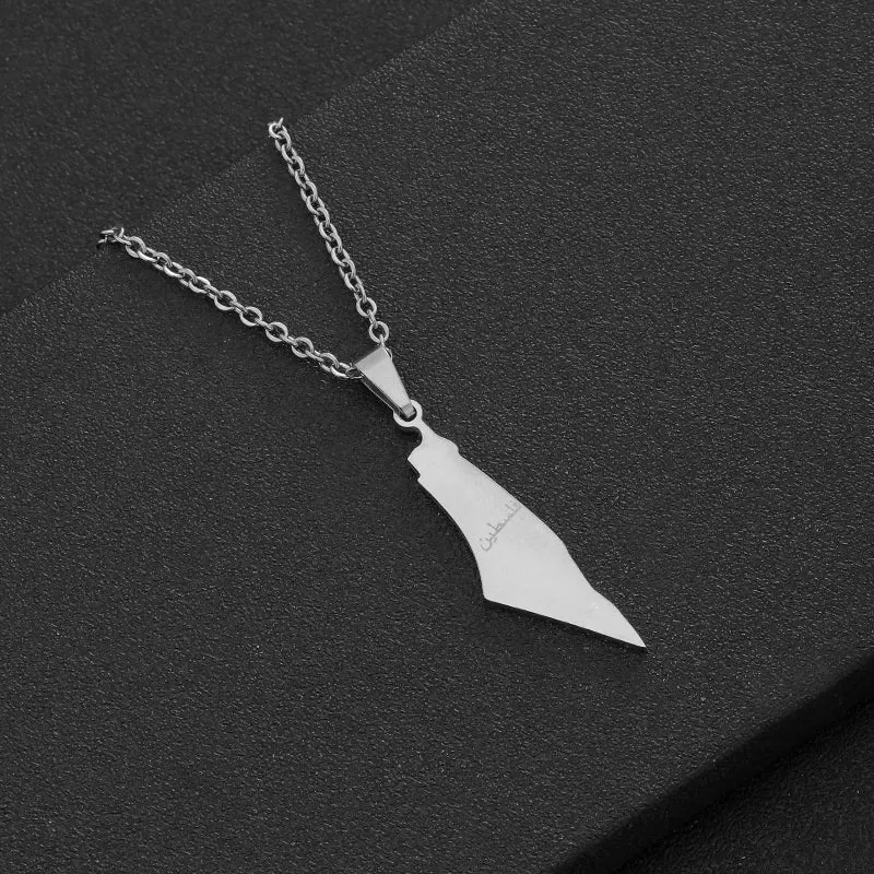 Arabic Palestine Map Pendant Necklaces Stainless Steel Gold Silver Color Middle East Men Women Ethnic Jewelry Gift