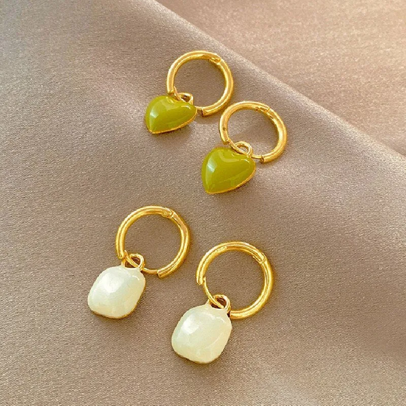 Arrival Korean Simple Temperament Geometric Love Square Dangle Earrings for Women