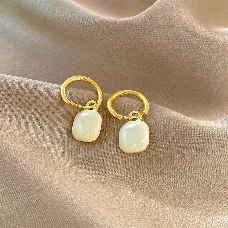 Arrival Korean Simple Temperament Geometric Love Square Dangle Earrings for Women
